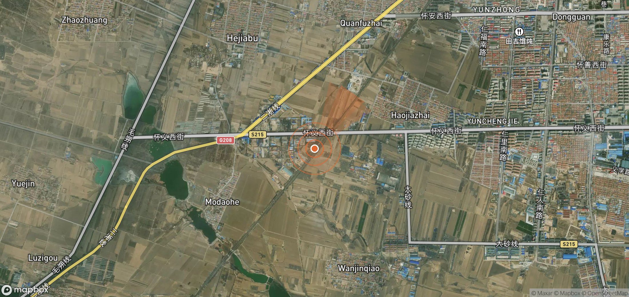 Satellite map of methane plume locations in China