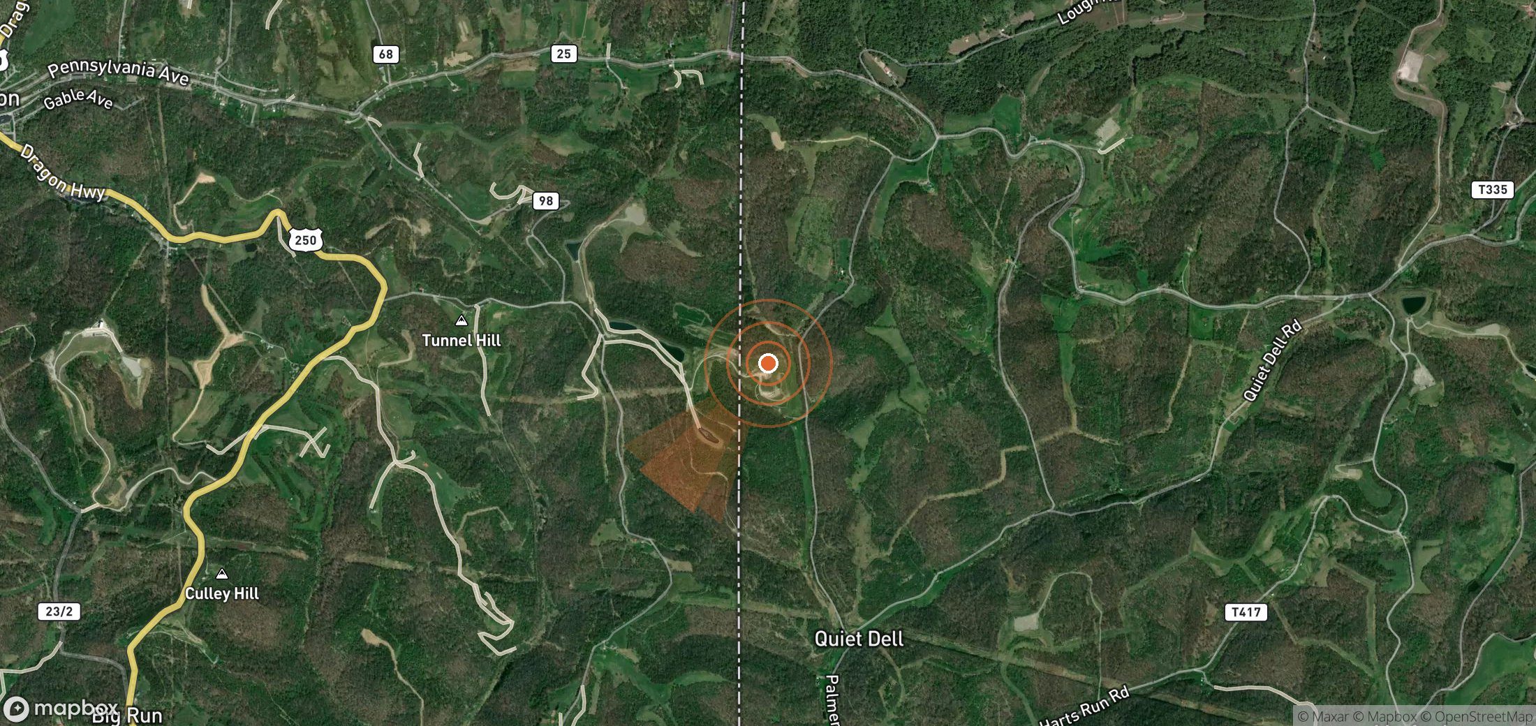 Satellite map of methane plume locations in United States