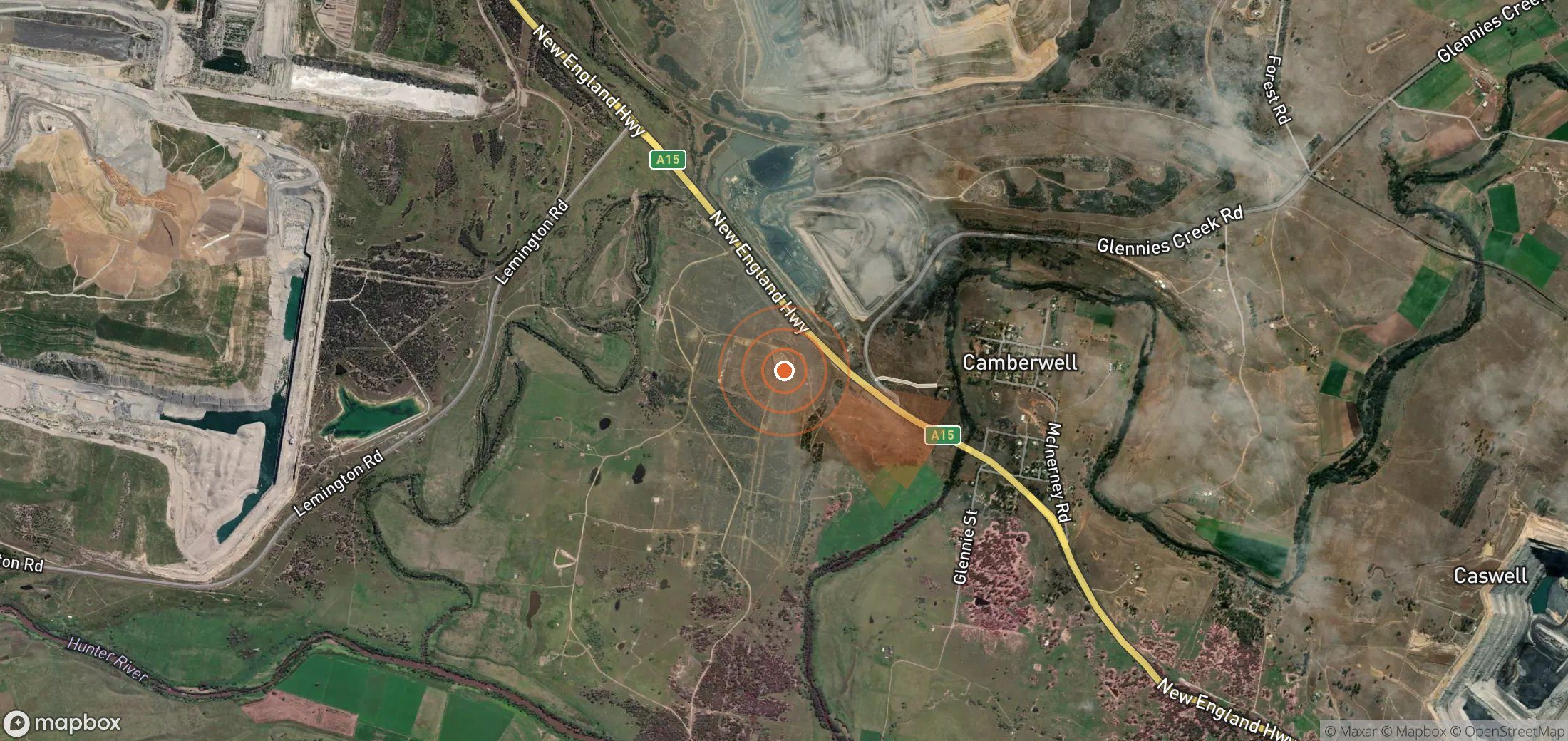 Satellite map of methane plume locations in Australia
