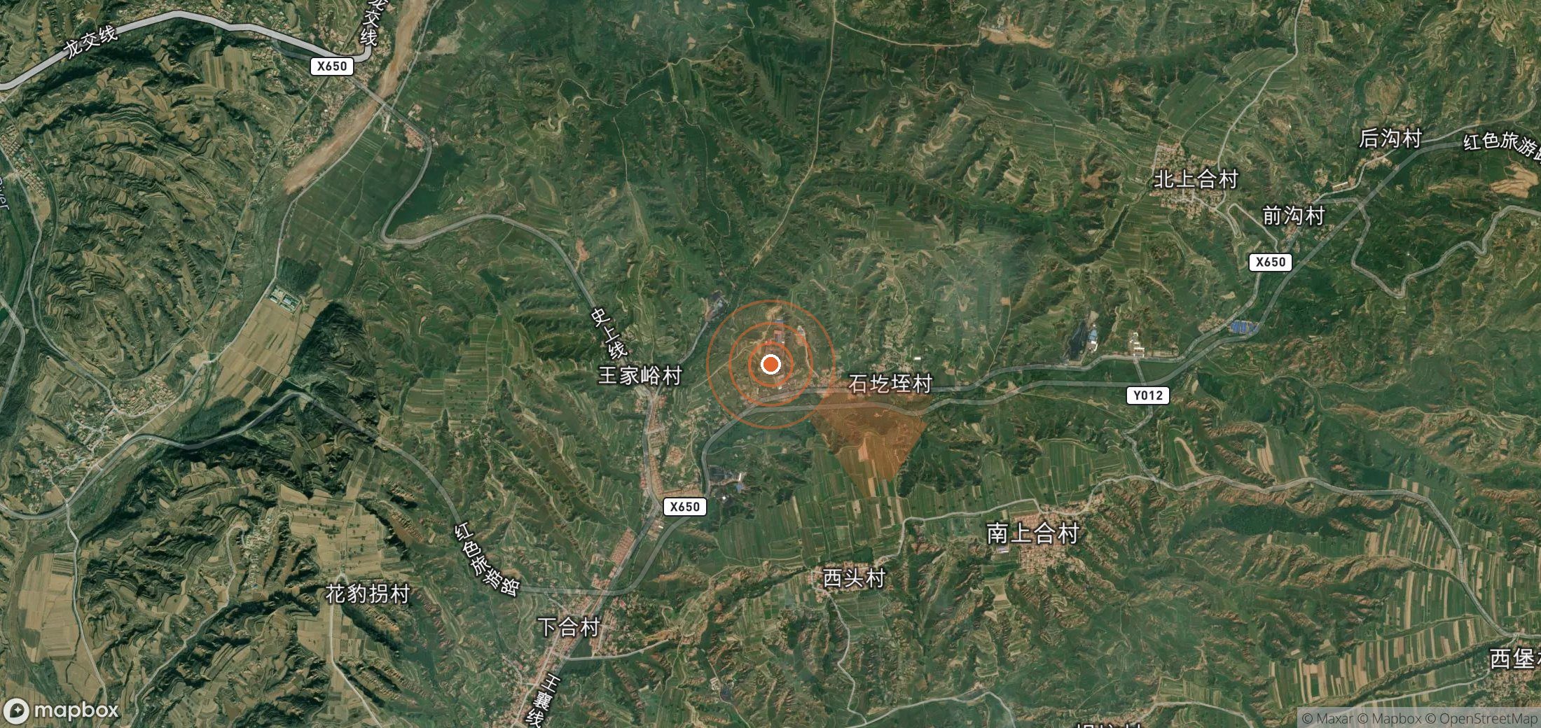 Satellite map of methane plume locations in China