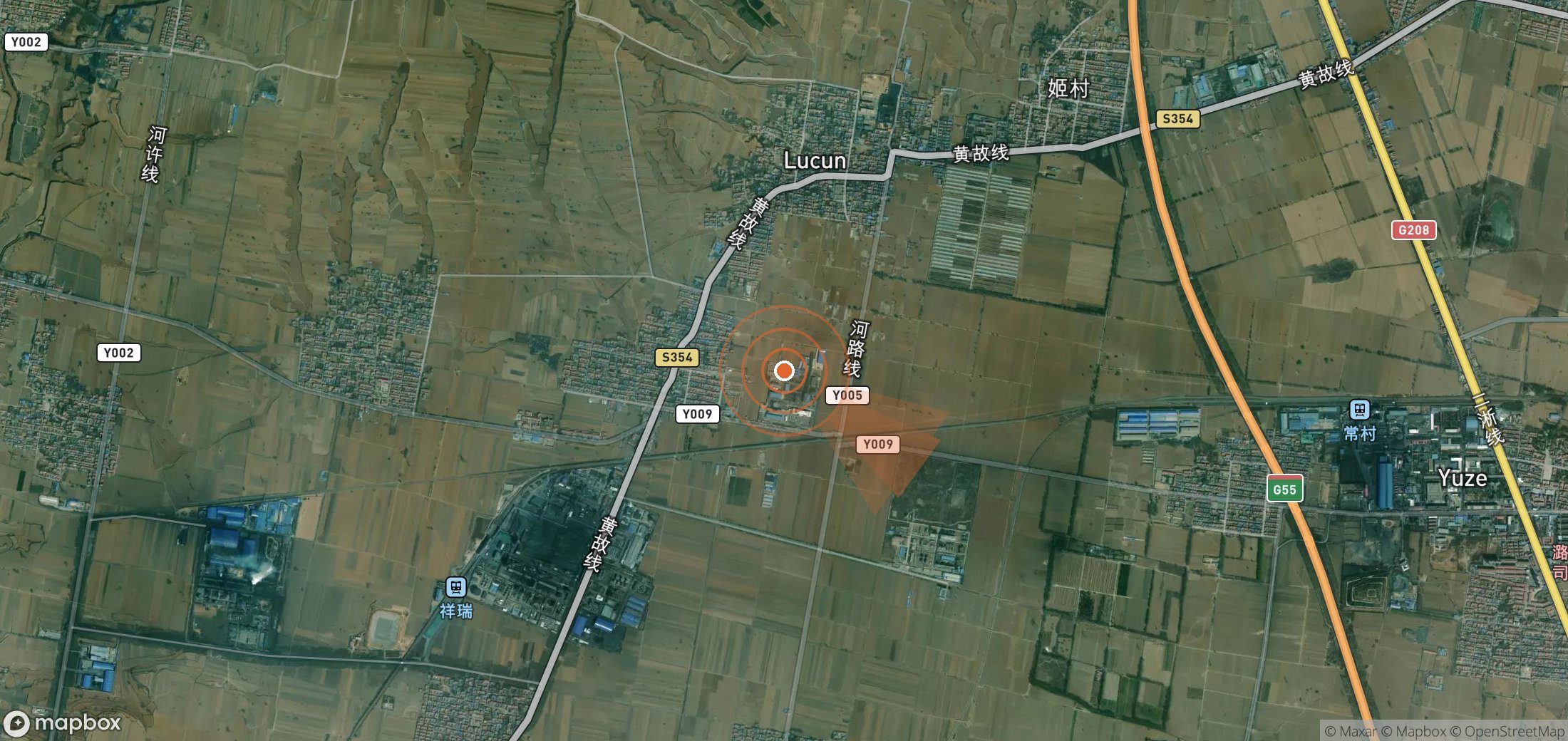 Satellite map of methane plume locations in China