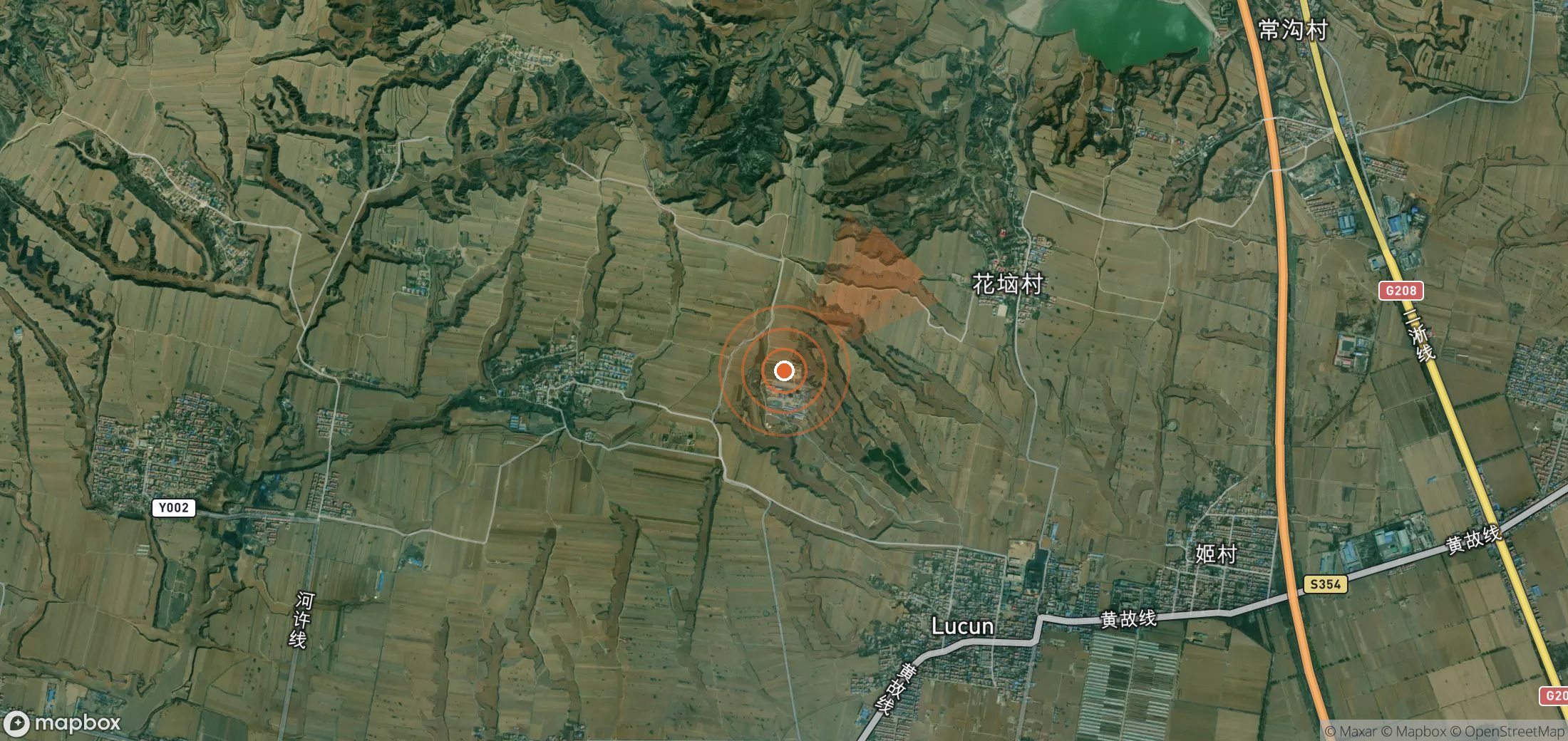 Satellite map of methane plume locations in China