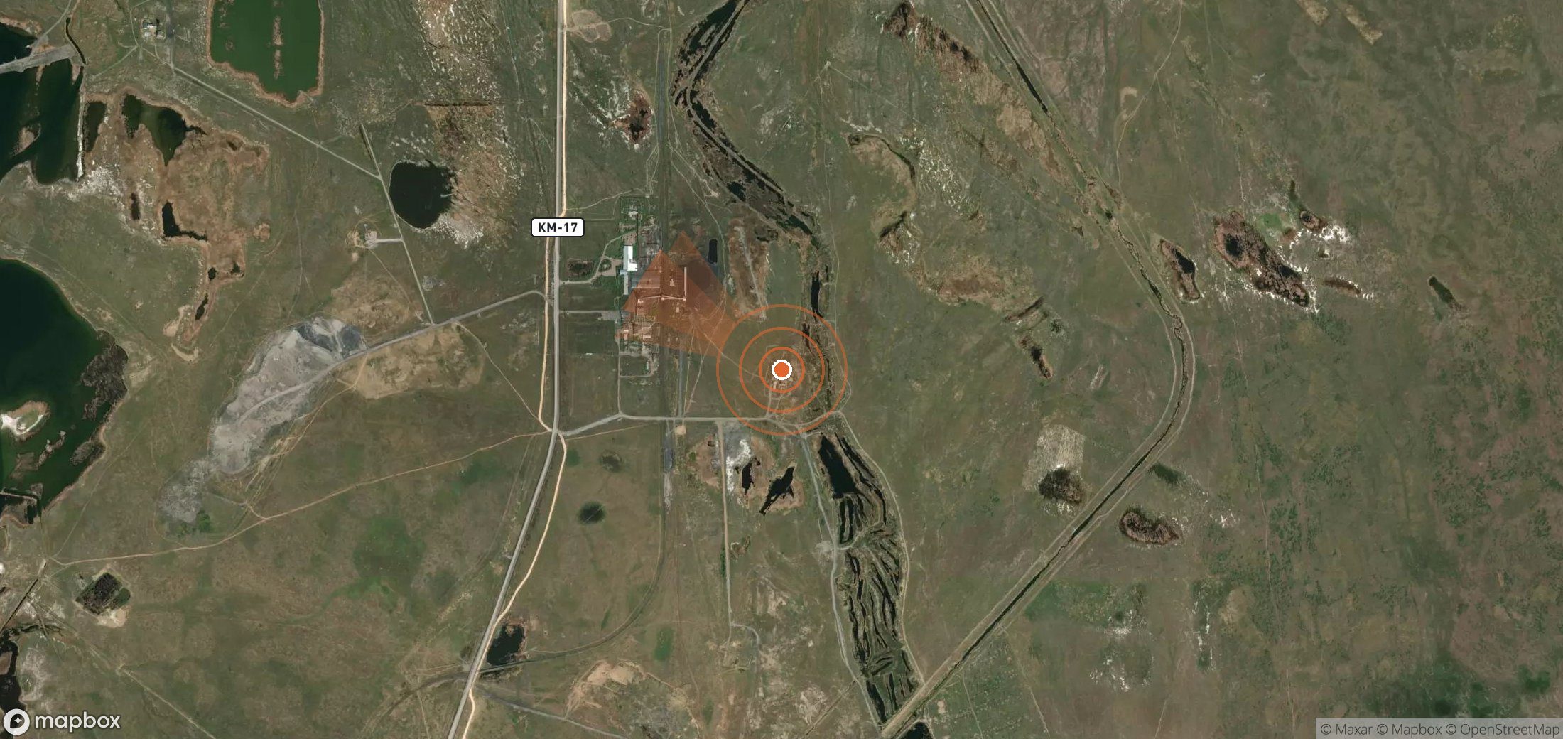 Satellite map of methane plume locations in Kazakhstan