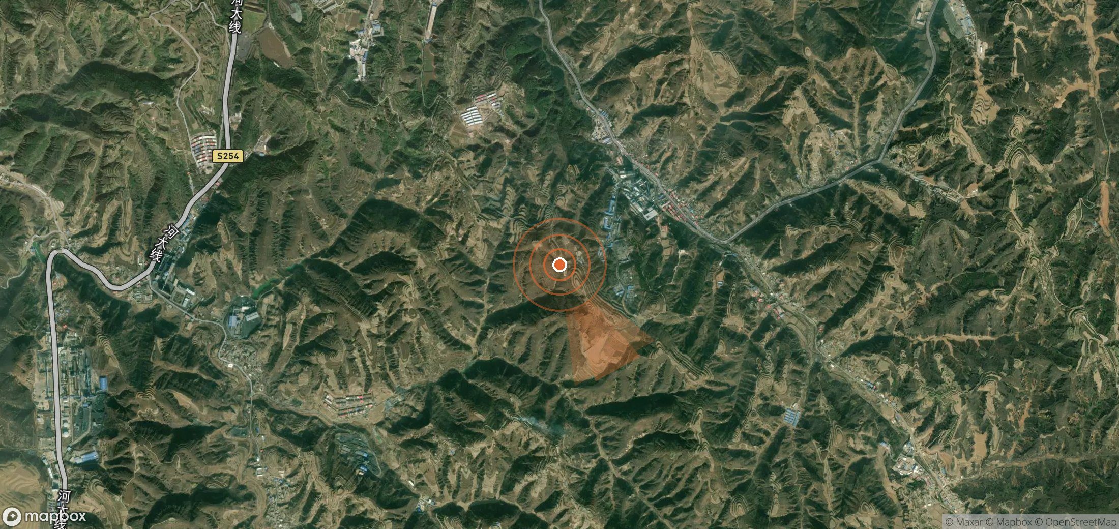 Satellite map of methane plume locations in China