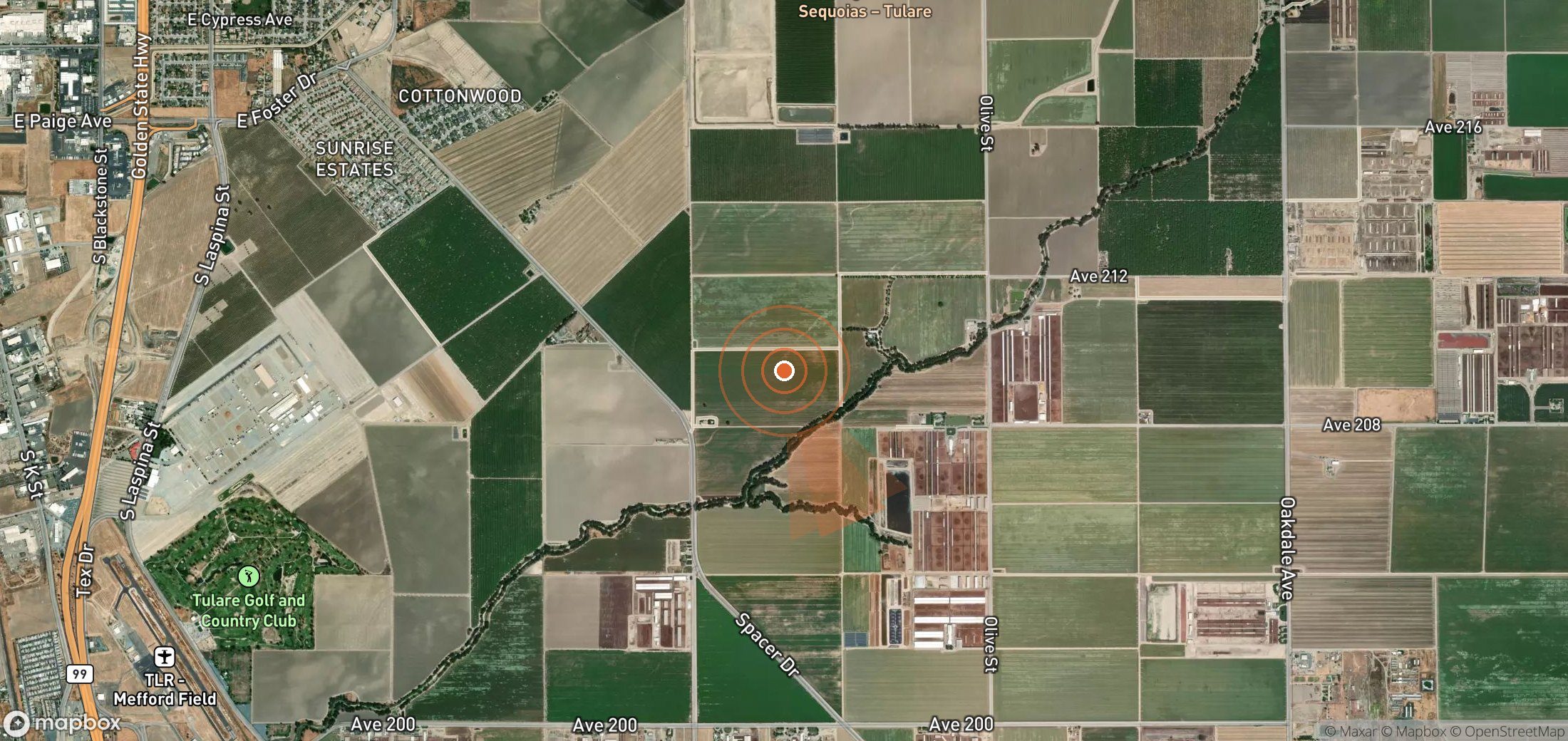 Satellite map of methane plume locations in United States
