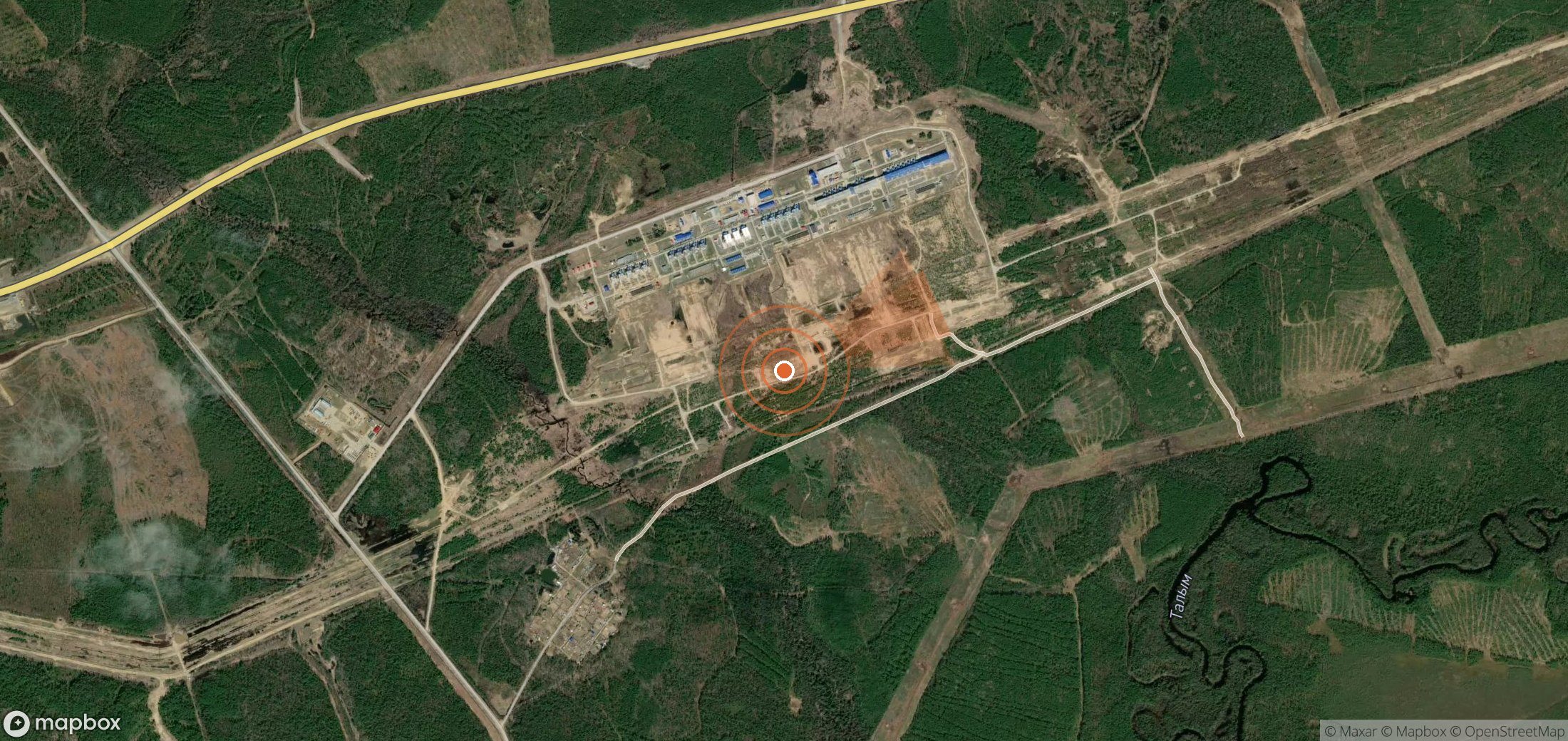 Satellite map of methane plume locations in Russia