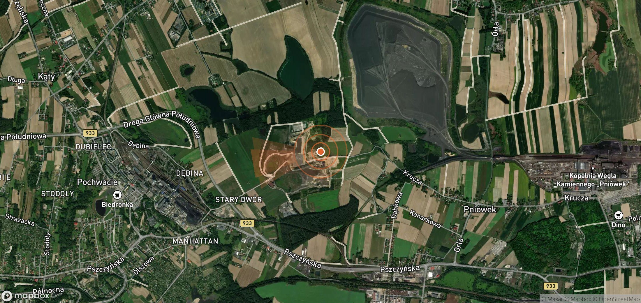 Mapa satelital de plumas de metano en Polonia
