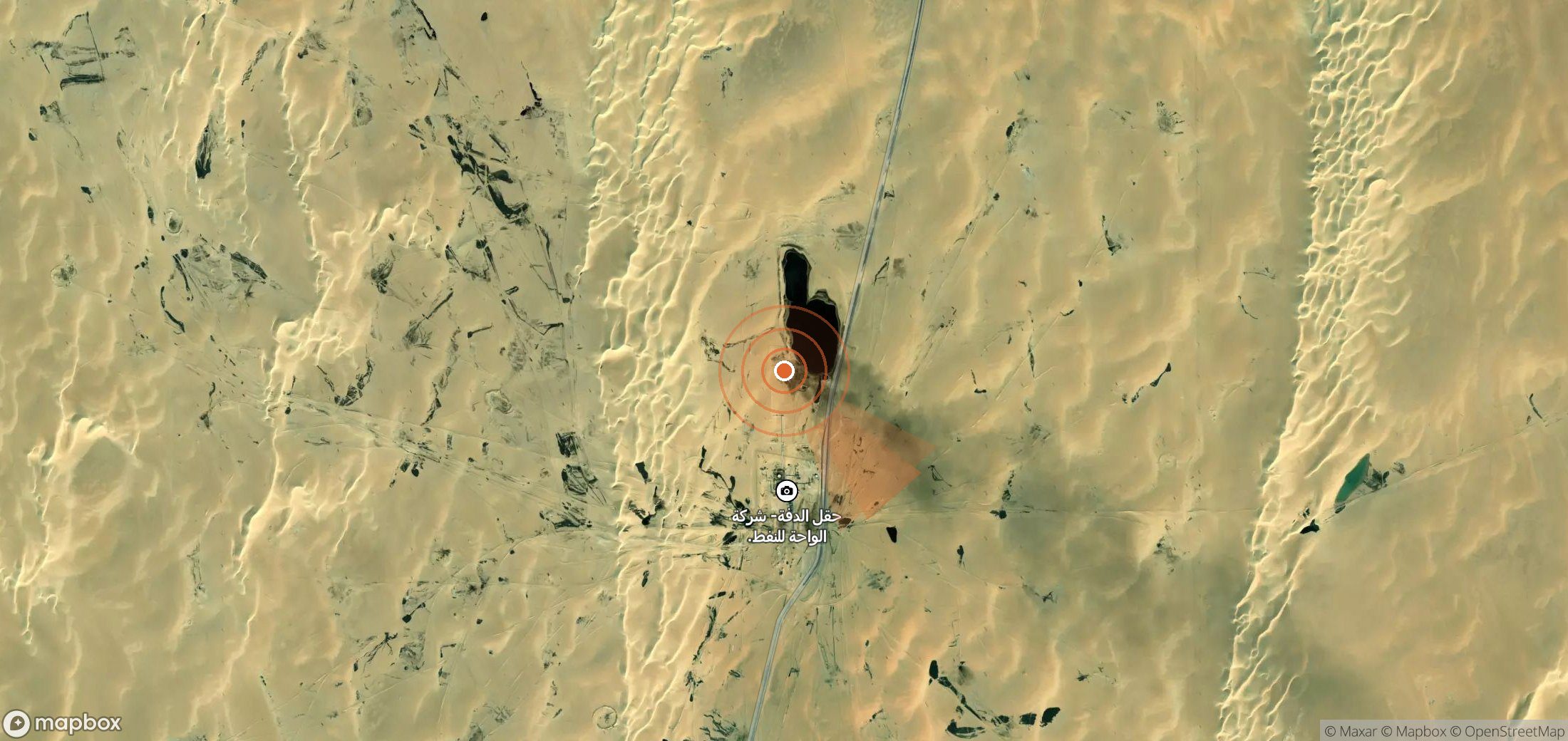 Satellite map of methane plume locations in Libya