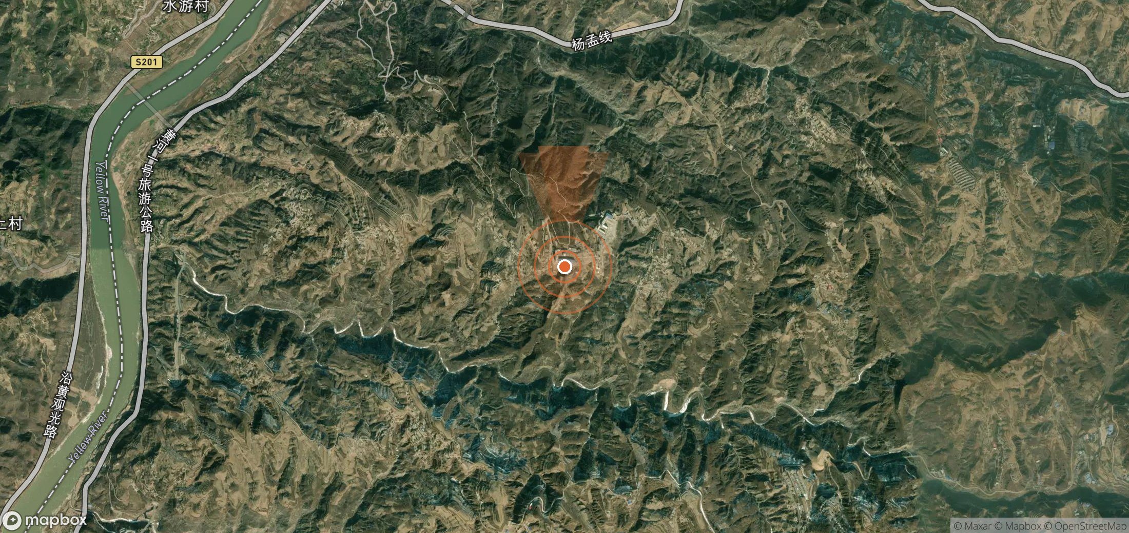 Satellite map of methane plume locations in China