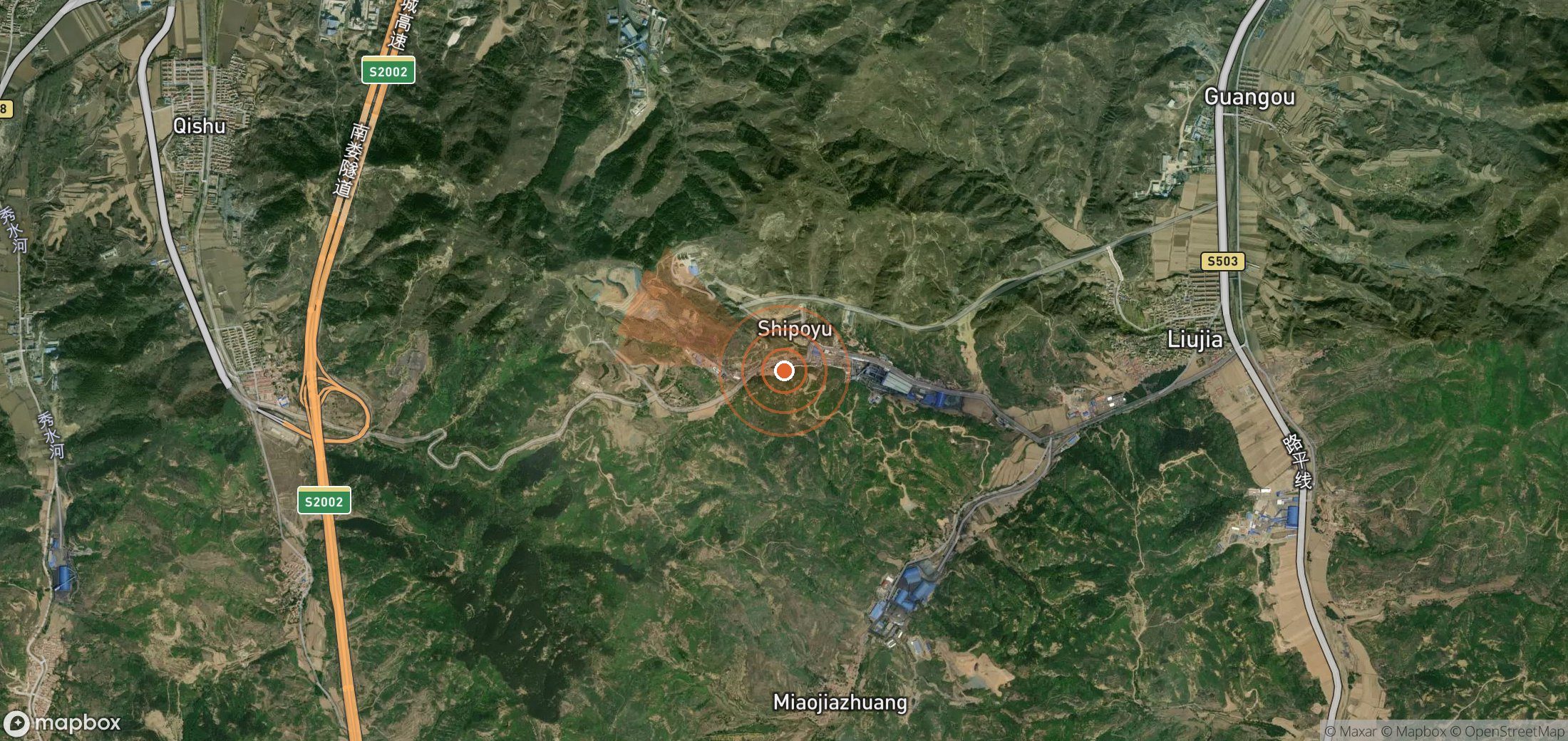 Satellite map of methane plume locations in China