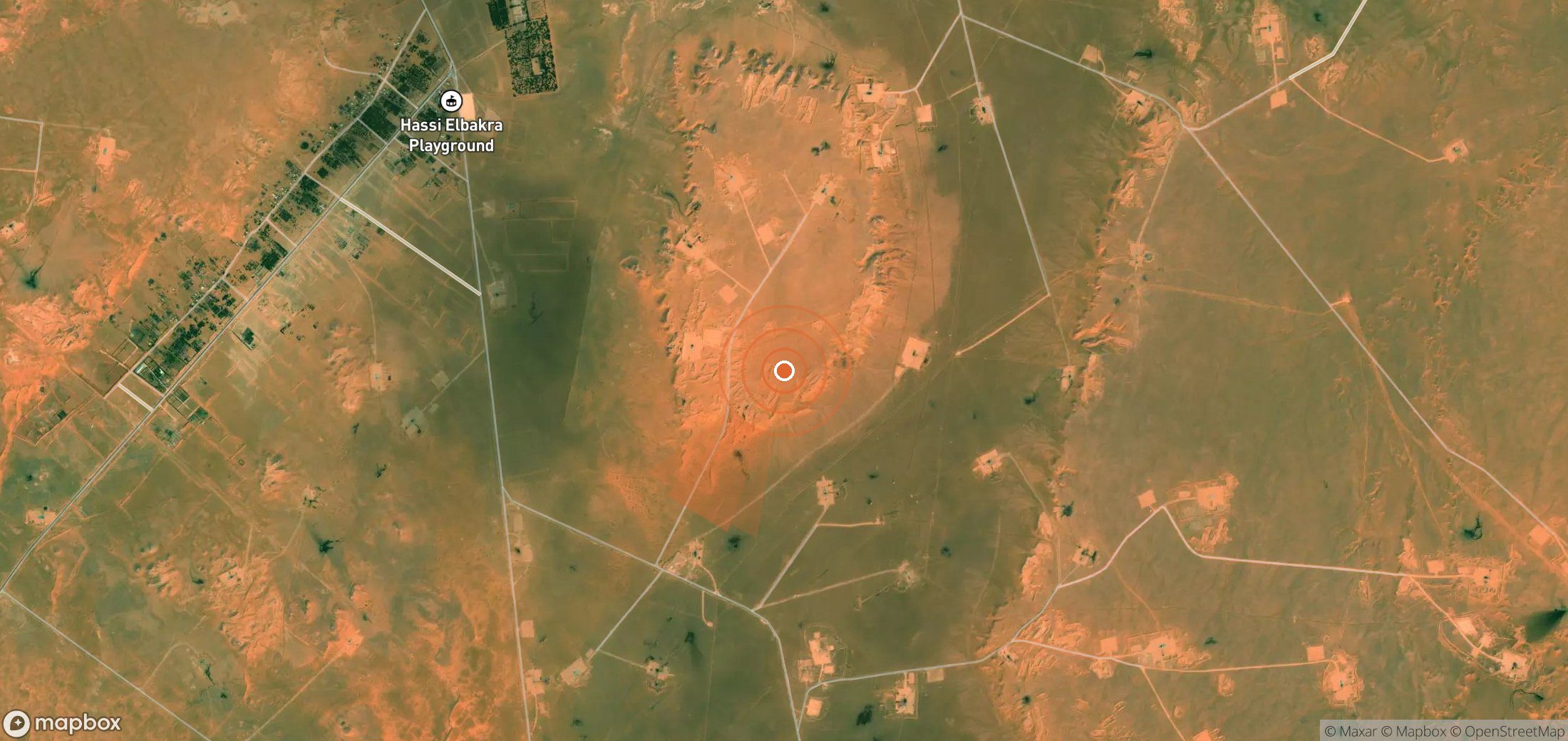 Satellite map of methane plume locations in Algeria