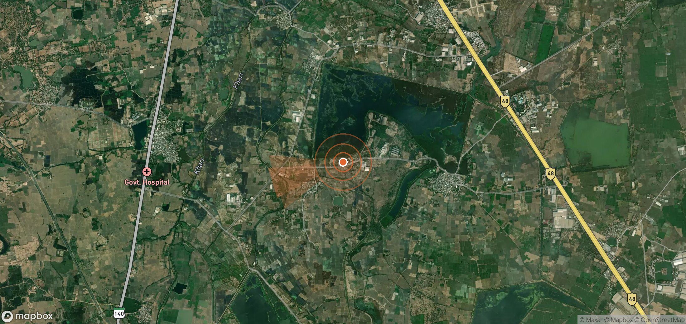 Satellite map of methane plume locations in India