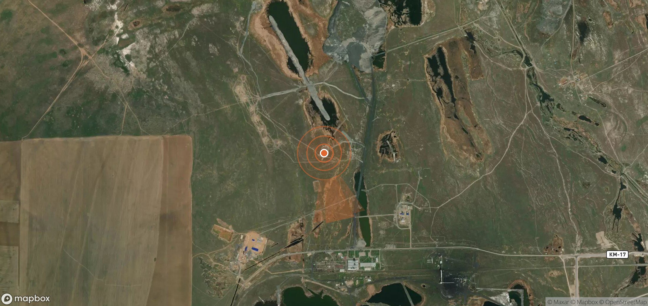 Satellite map of methane plume locations in Kazakhstan