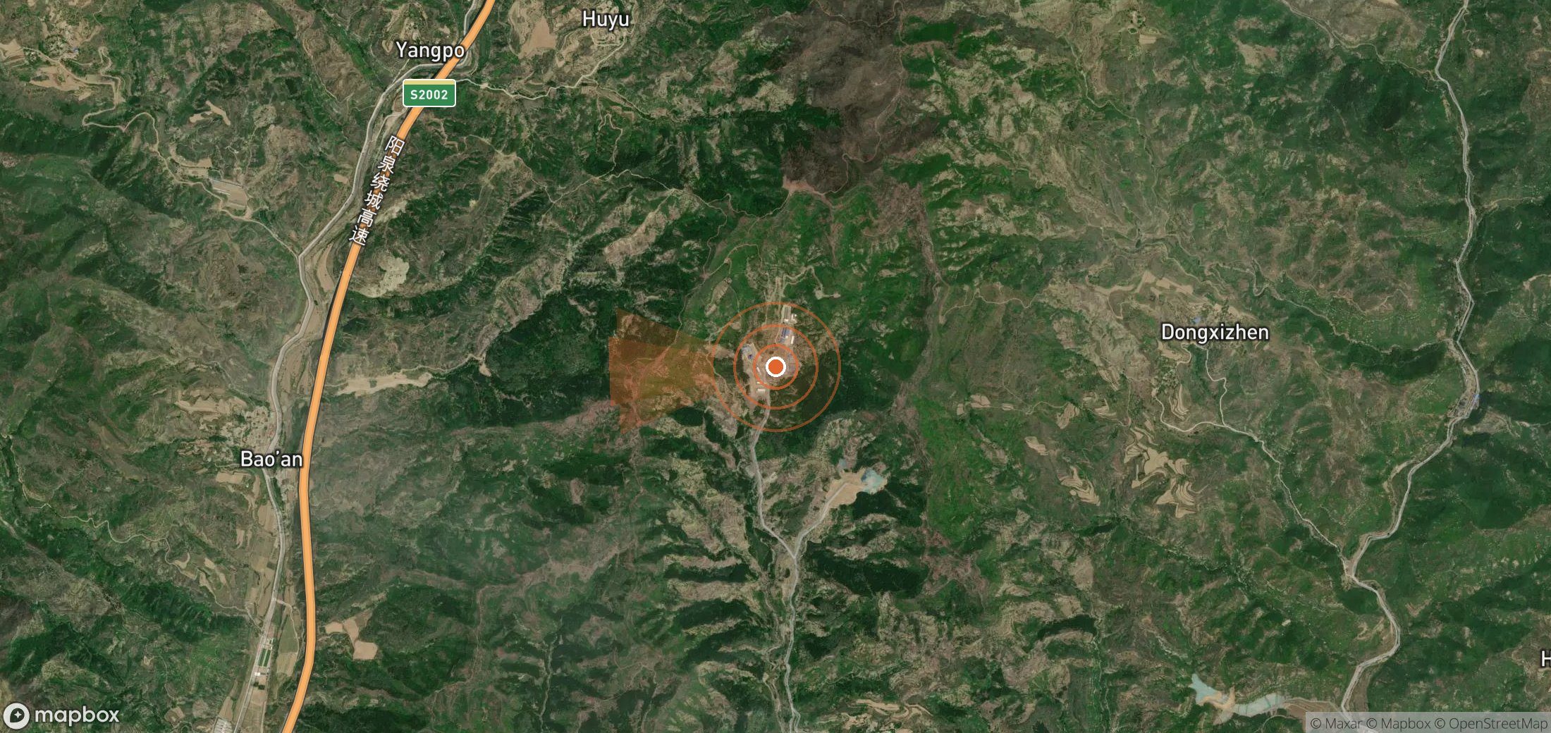 Satellite map of methane plume locations in China