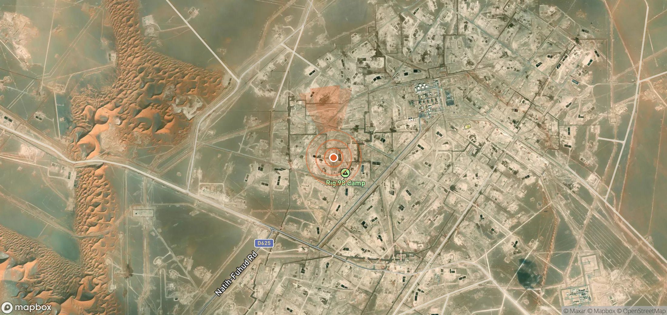 Satellite map of methane plume locations in Oman