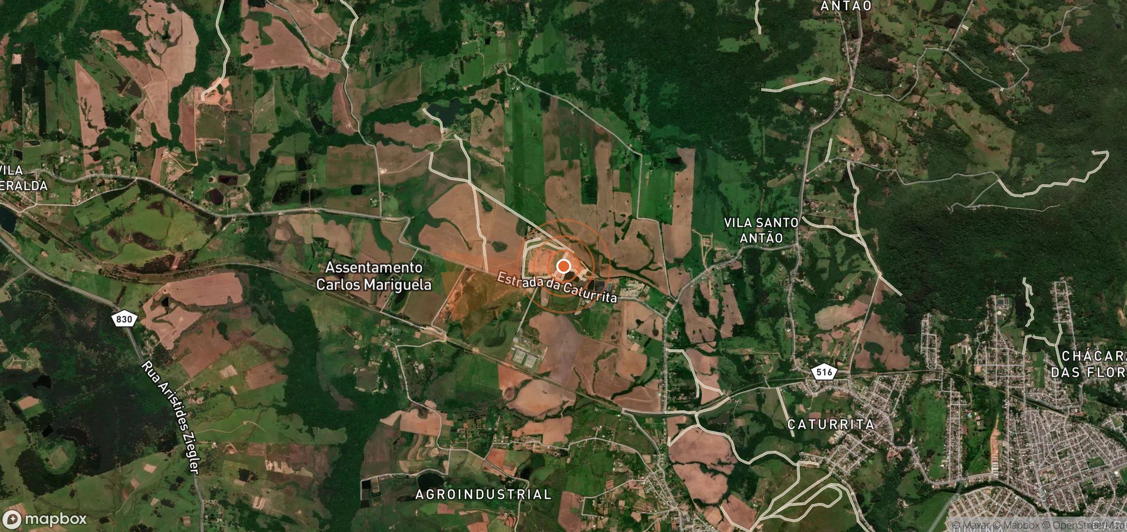 Satellite map of methane plume locations in Brazil
