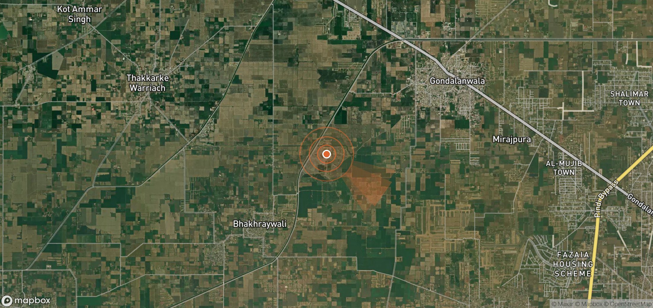 Satellite map of methane plume locations in Pakistan