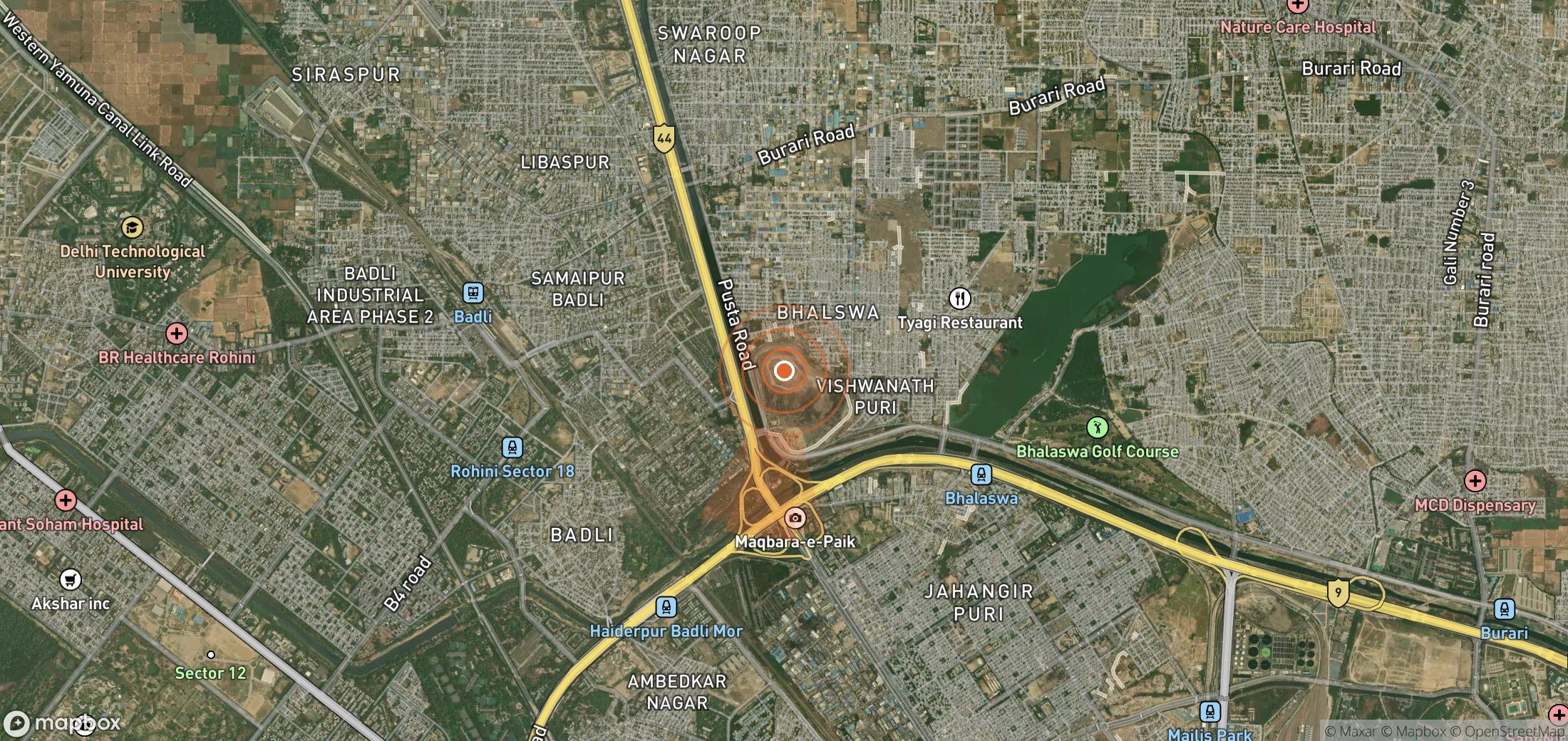 Satellite map of methane plume locations in India