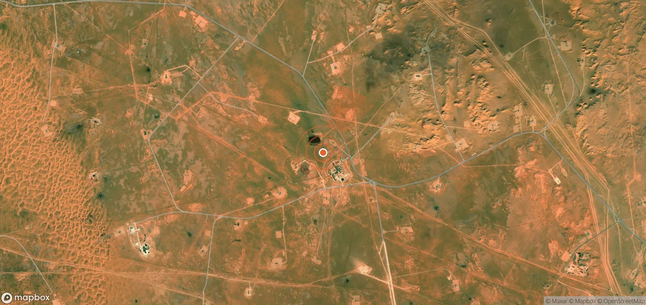 Mapa satelital de plumas de metano en Argelia
