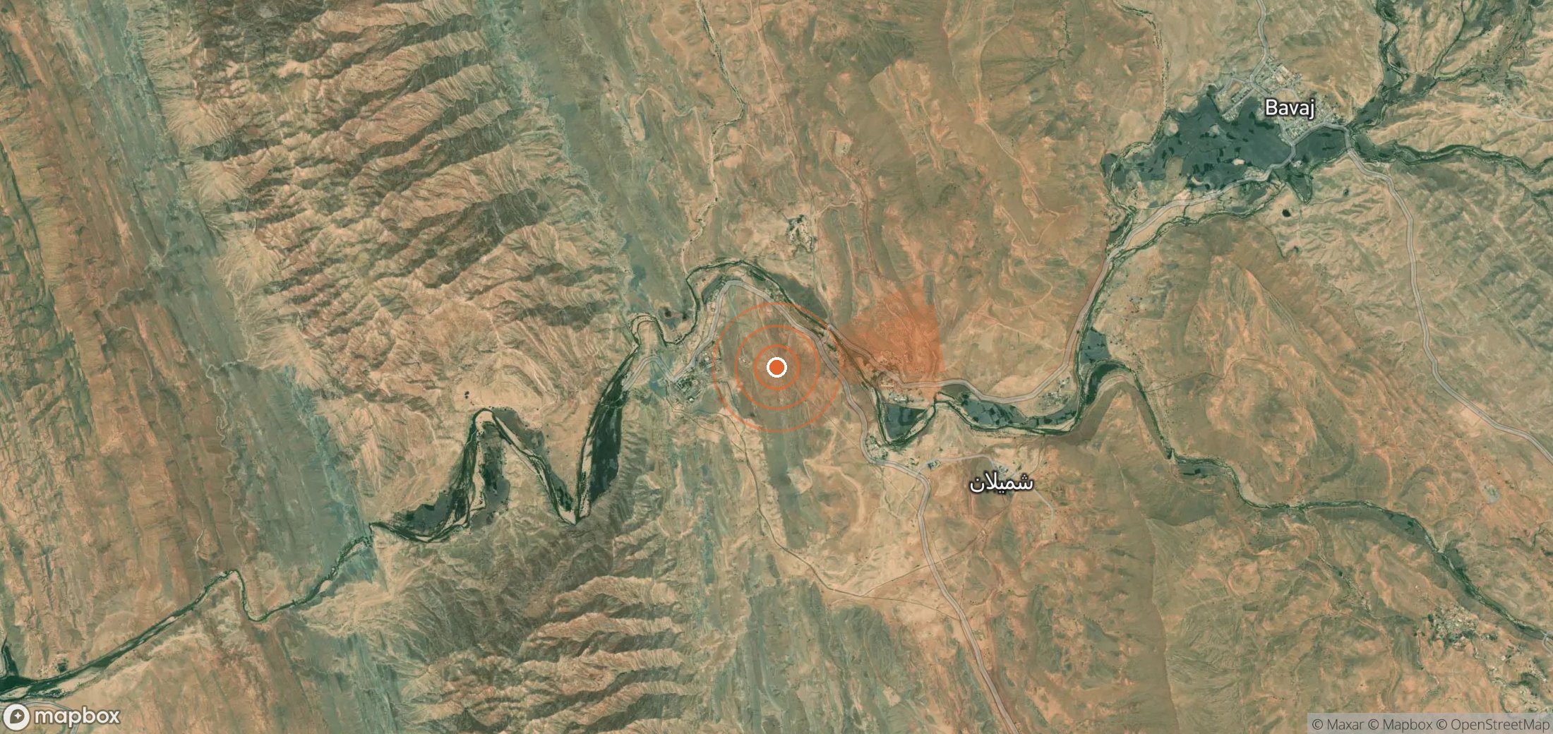 Mapa satelital de plumas de metano en Irán