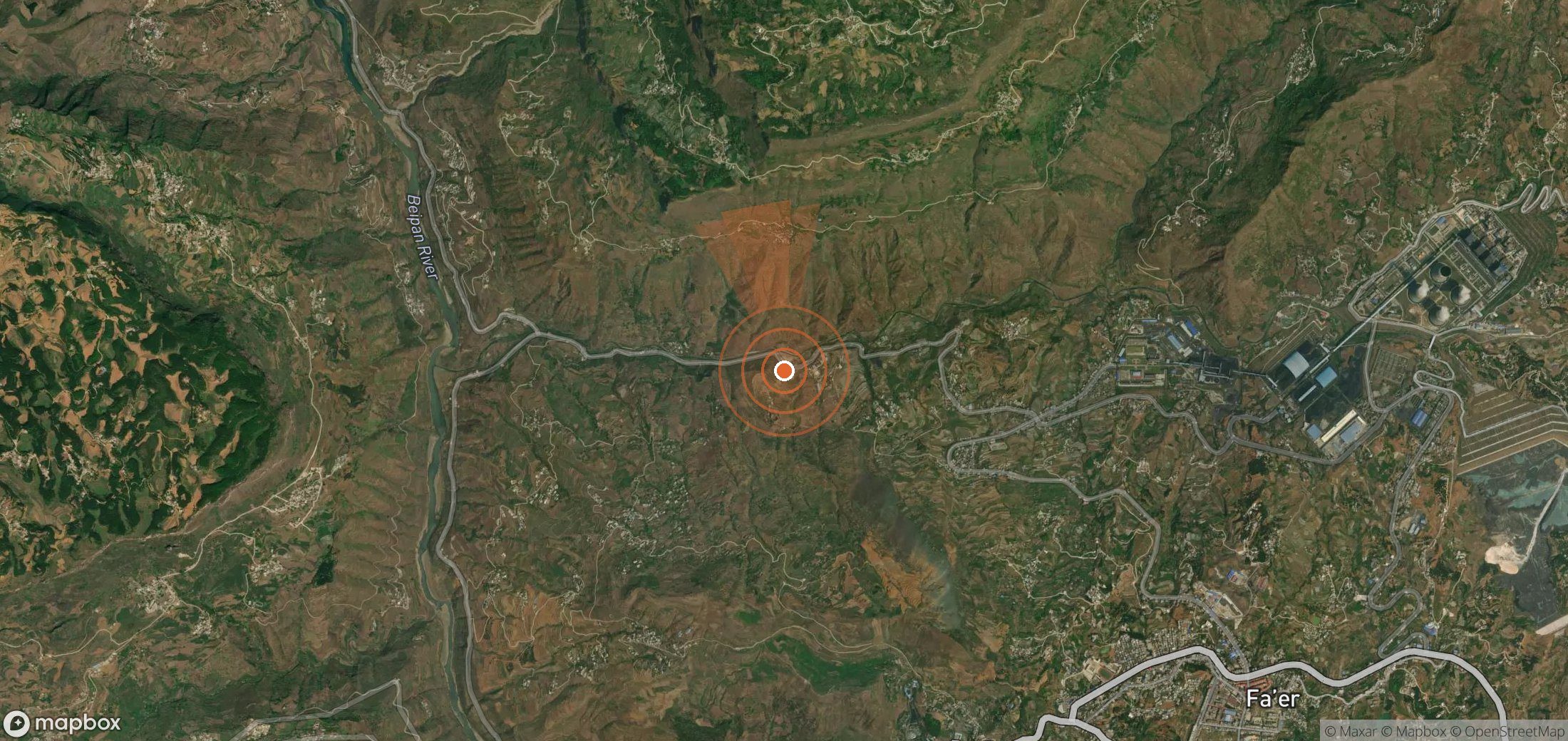 Satellite map of methane plume locations in China