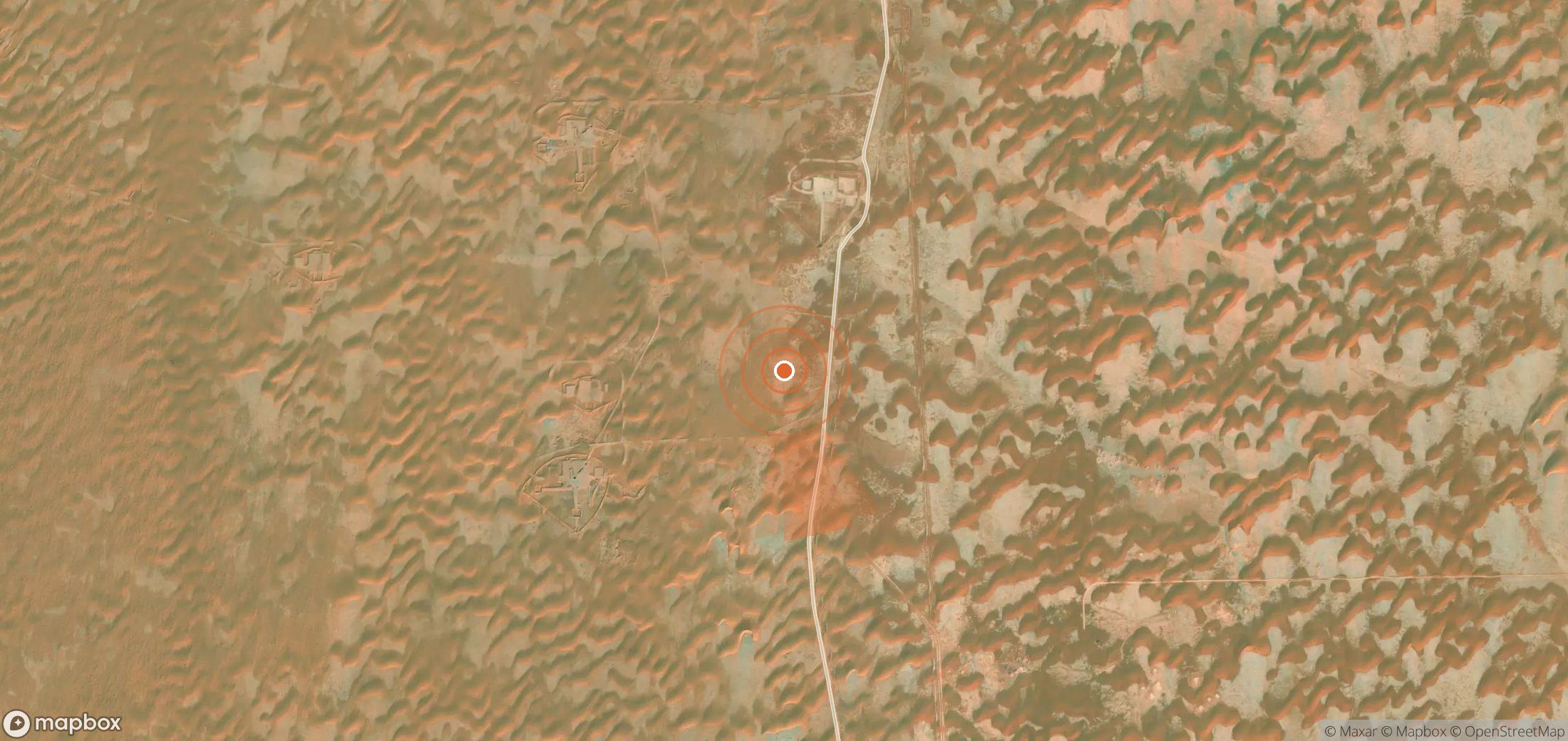 Satellite map of methane plume locations in Saudi Arabia