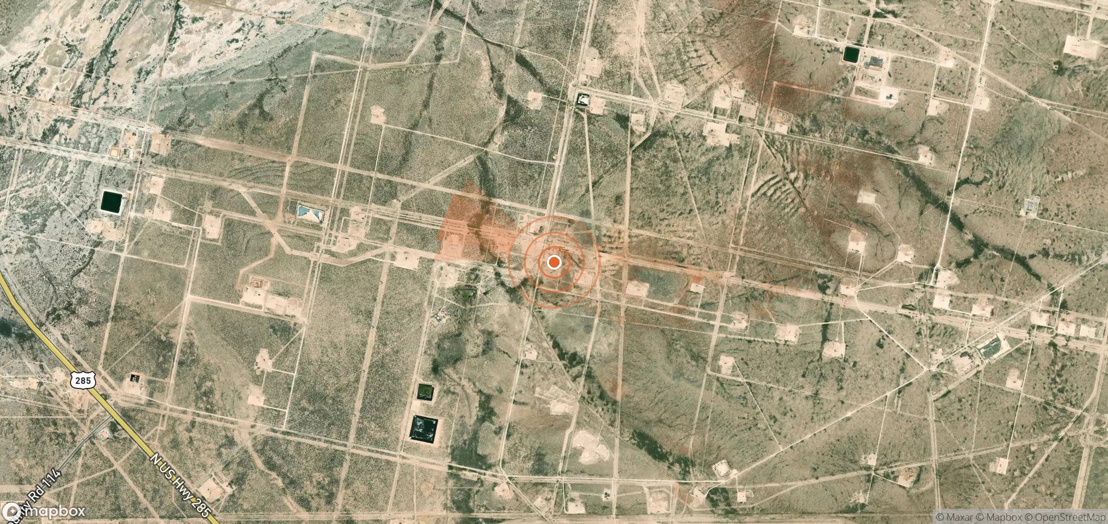 Satellite map of methane plume locations in United States