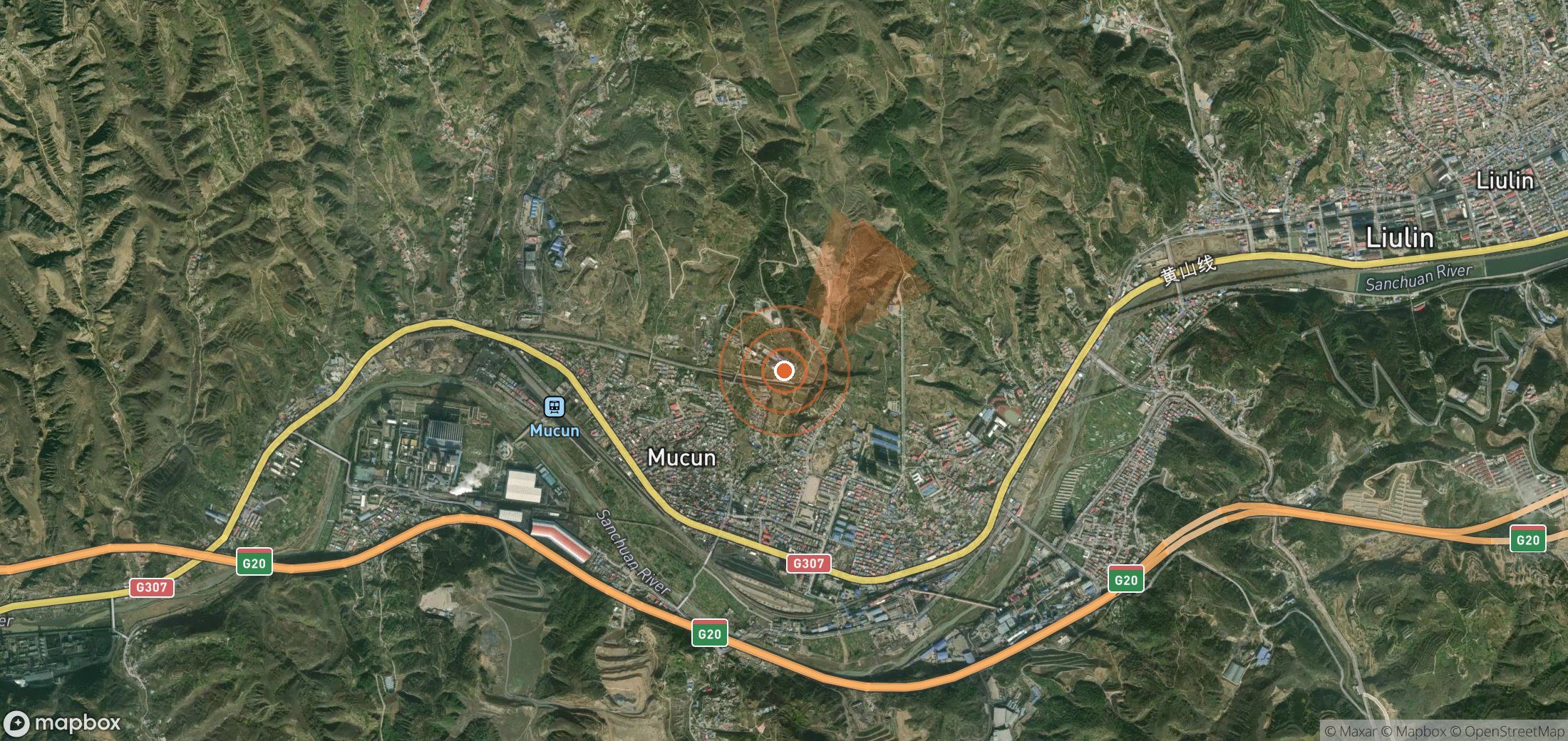 Satellite map of methane plume locations in China