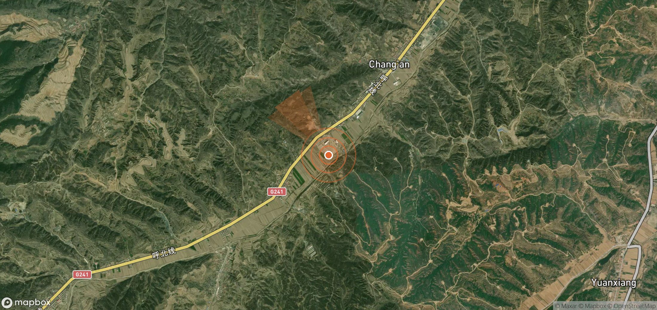Satellite map of methane plume locations in China