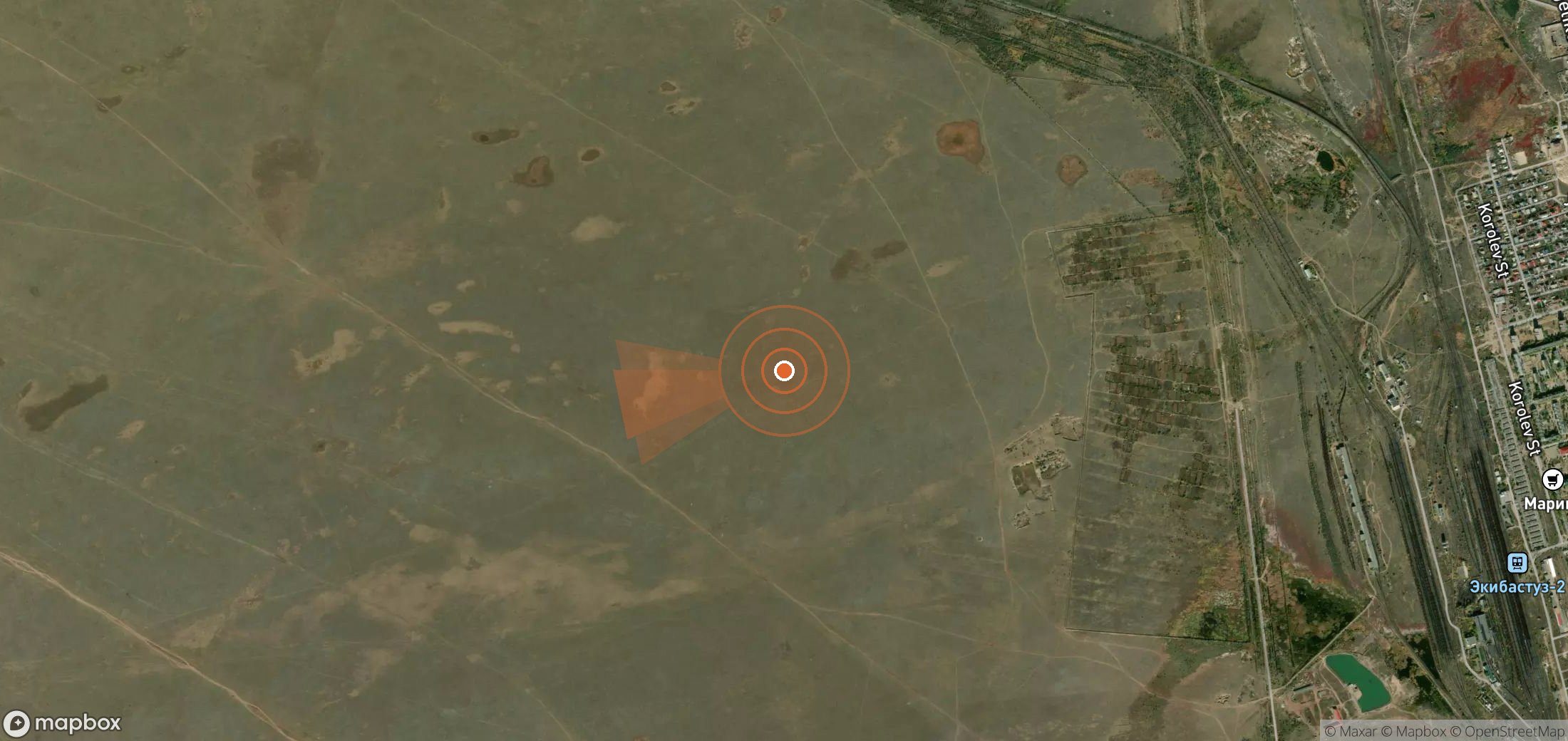 Satellite map of methane plume locations in Kazakhstan
