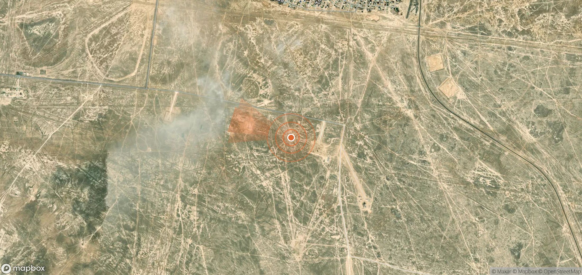 Mapa satelital de plumas de metano en Kazajistán