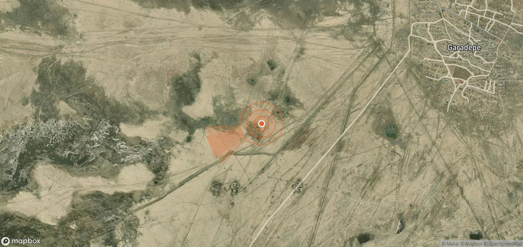 Mapa satelital de plumas de metano en Turkmenistán