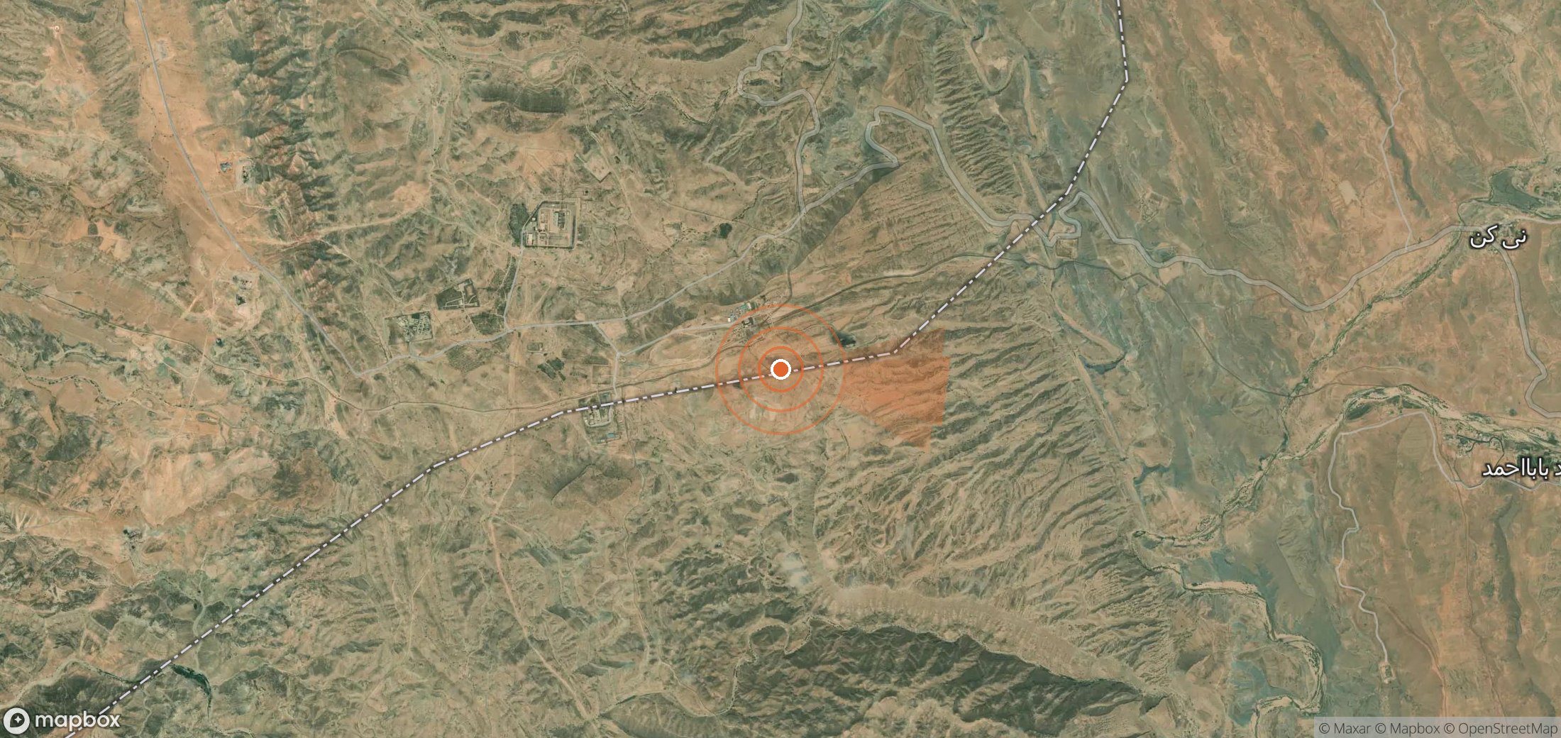 Mapa satelital de plumas de metano en Irán