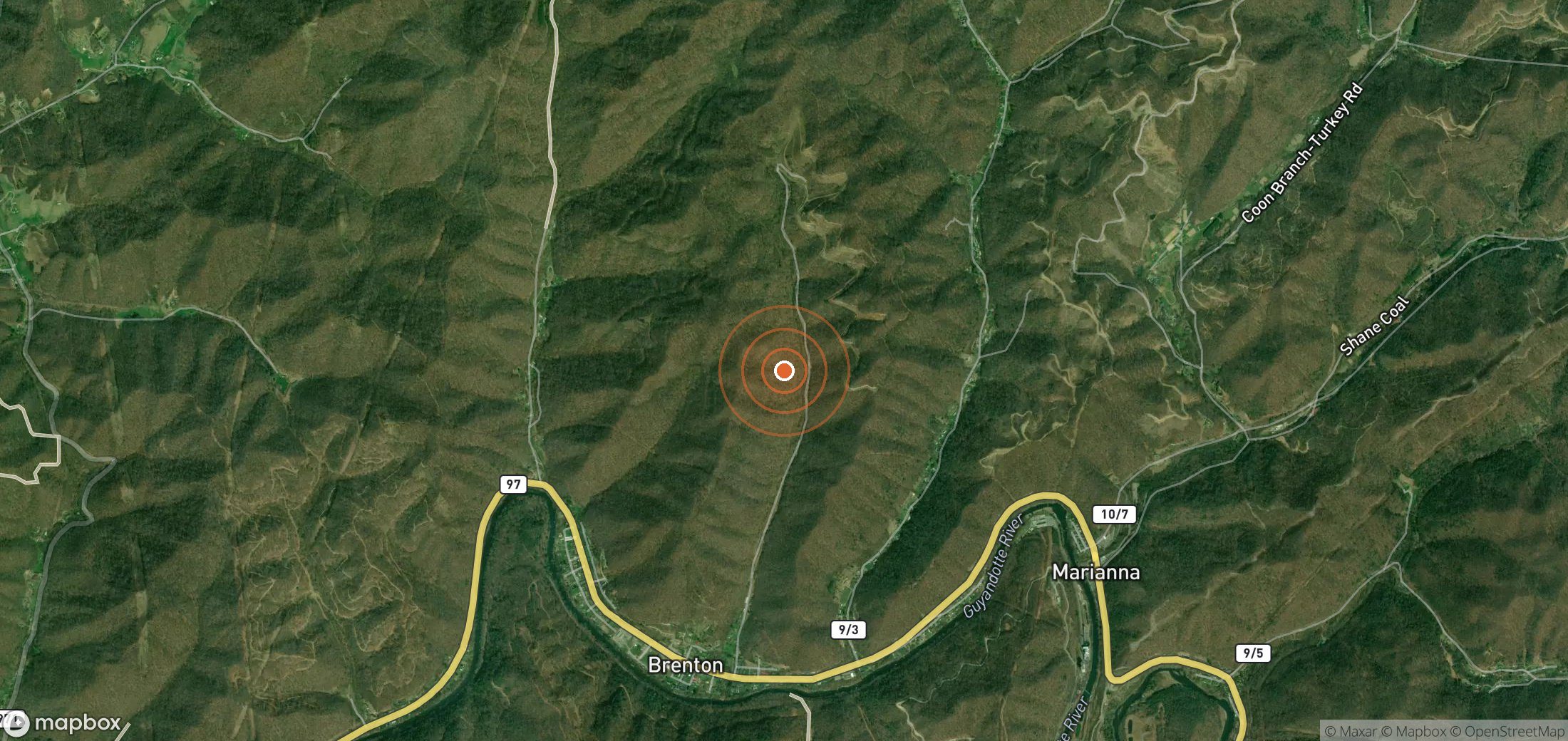 Satellite map of methane plume locations in United States