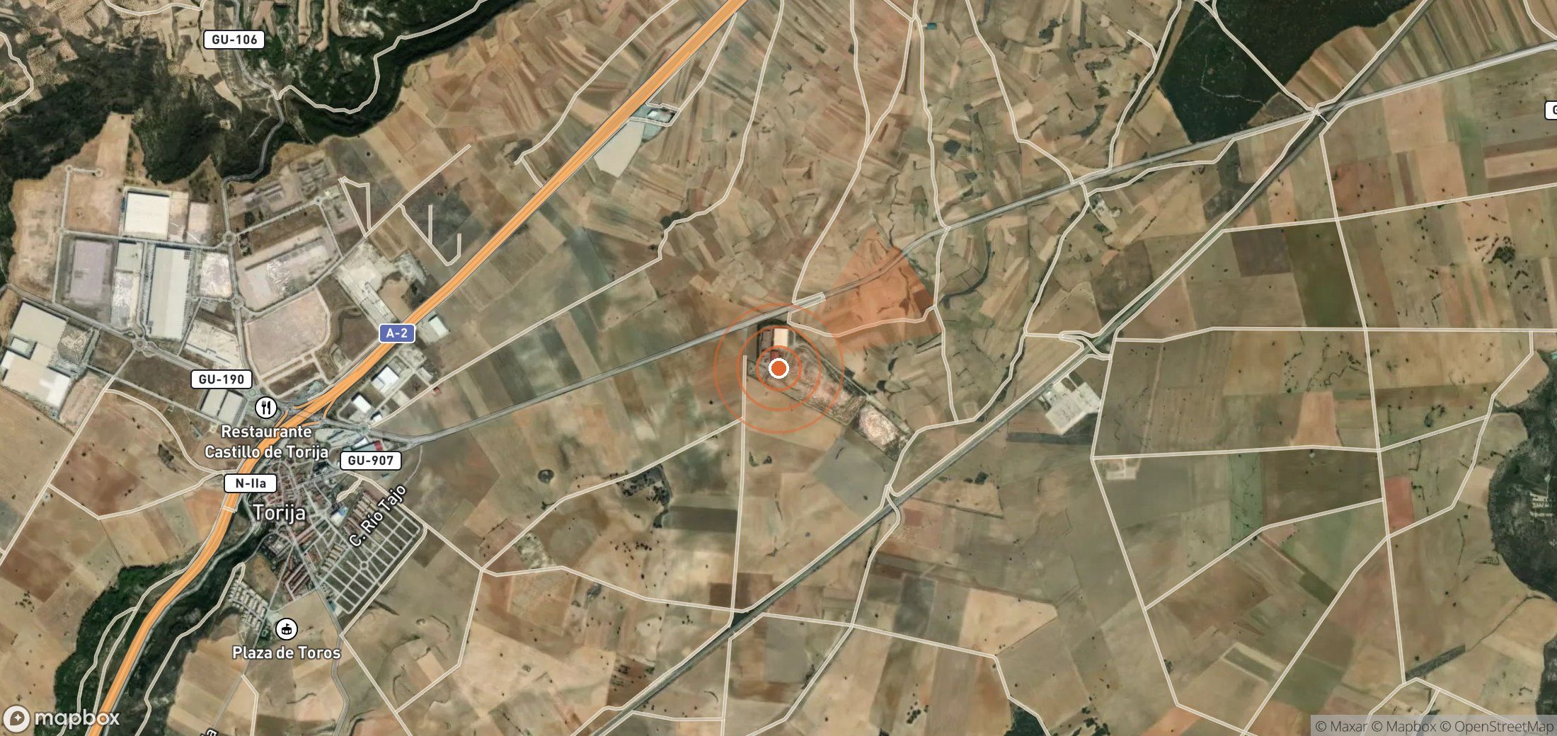 Satellite map of methane plume locations in Spain