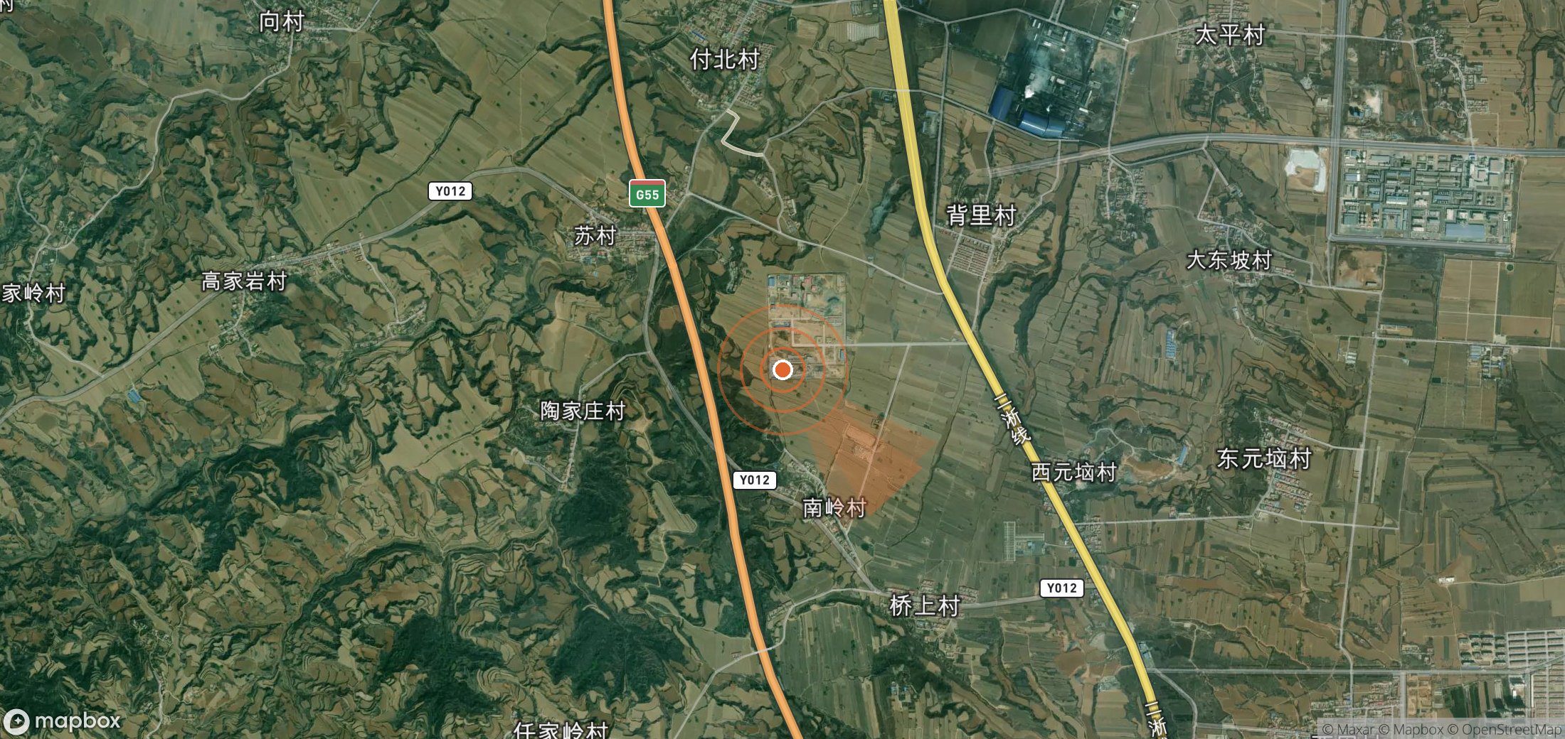 Satellite map of methane plume locations in China