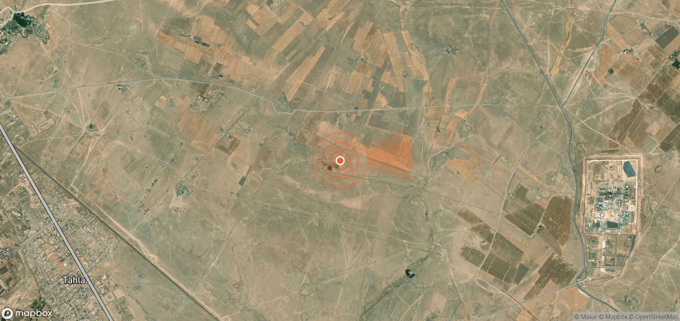 Satellite map of methane plume locations in Syria