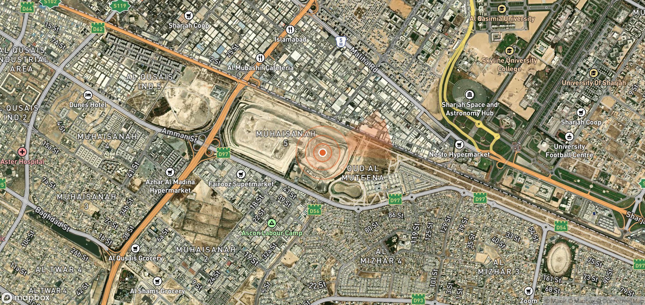 Satellite map of methane plume locations in United Arab Emirates