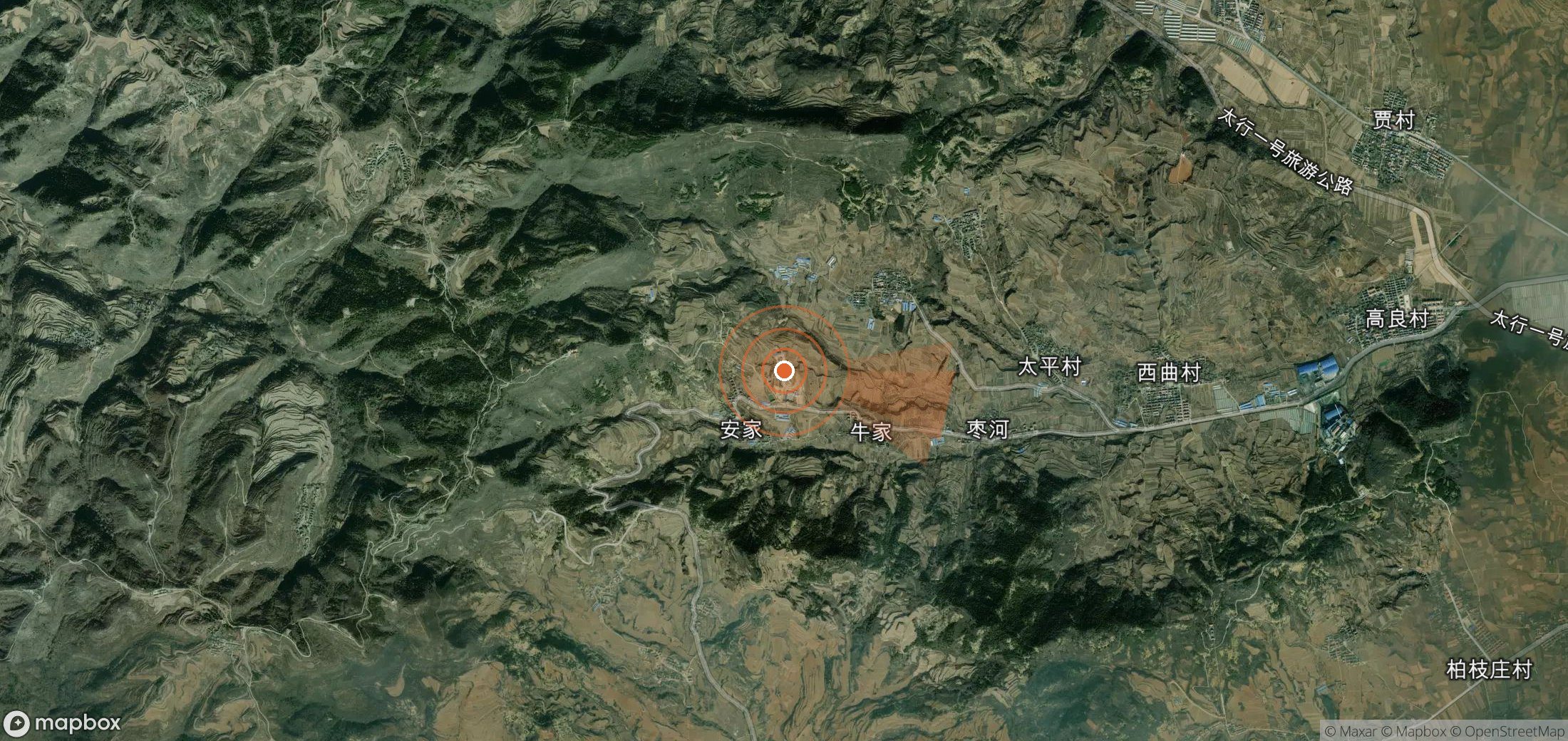 Mapa satelital de plumas de metano en China