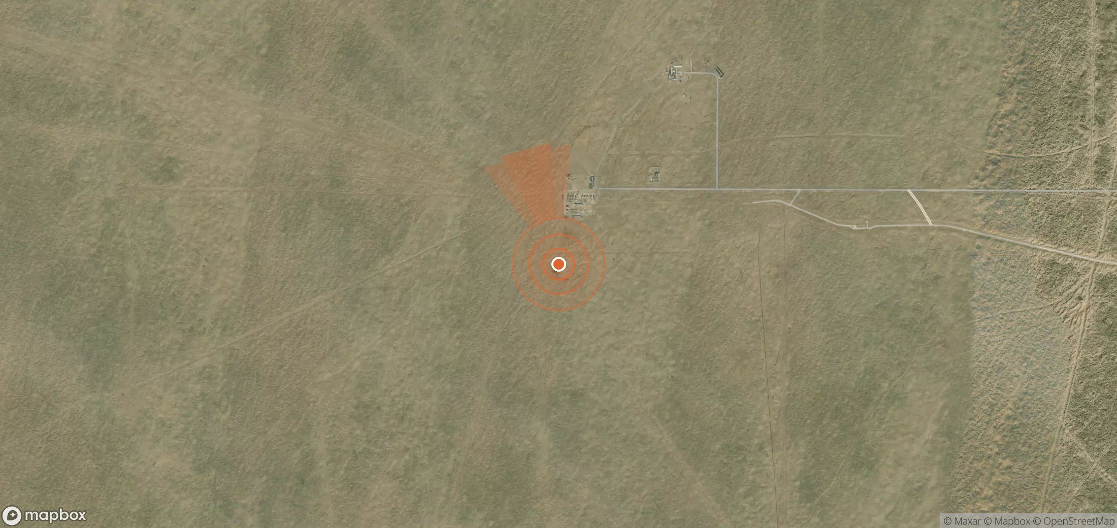 Satellite map of methane plume locations in Turkmenistan