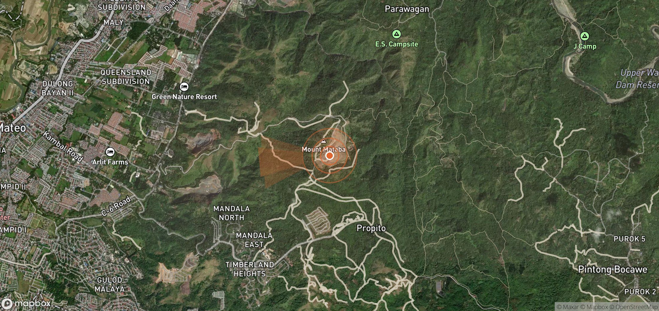 Satellite map of methane plume locations in Philippines