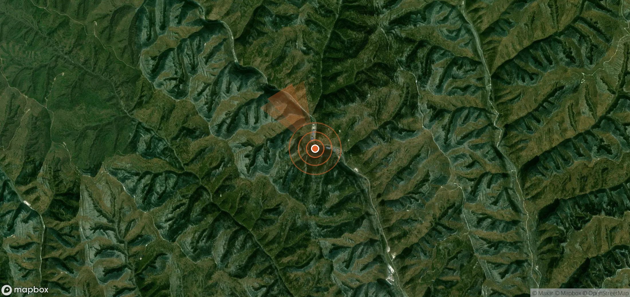 Satellite map of methane plume locations in China