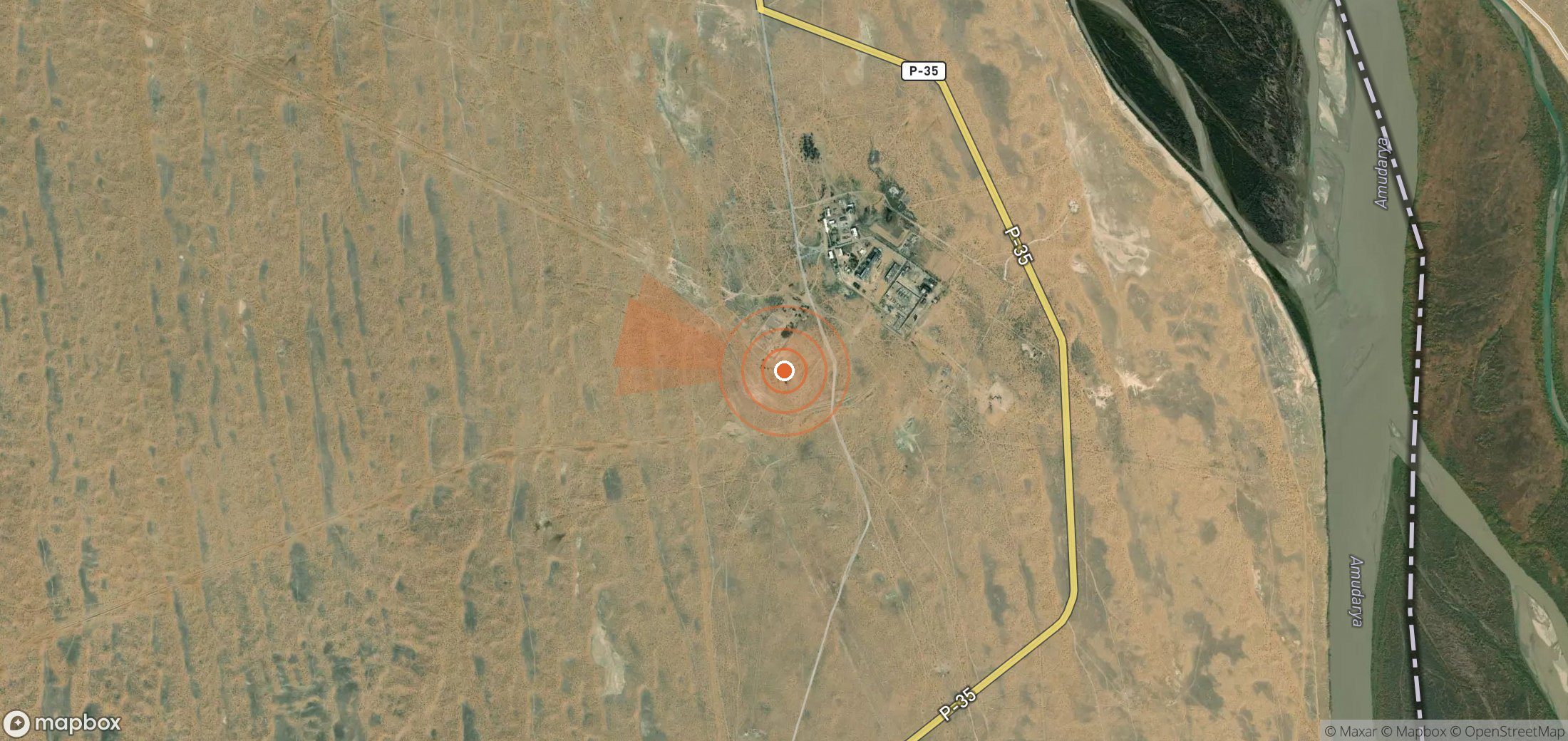 Mapa satelital de plumas de metano en Turkmenistán