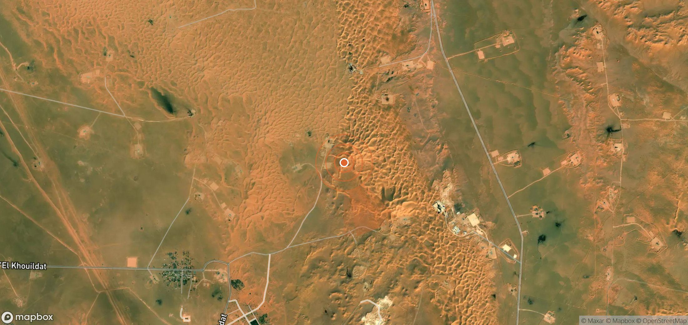 Satellite map of methane plume locations in Algeria