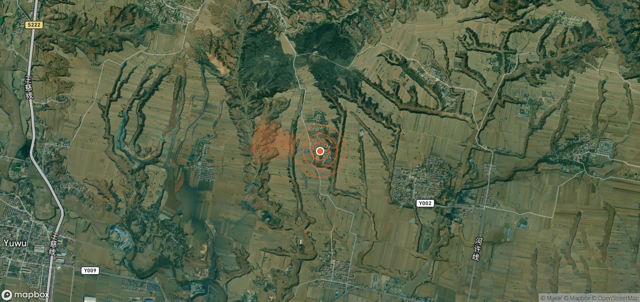 Satellite map of methane plume locations in China