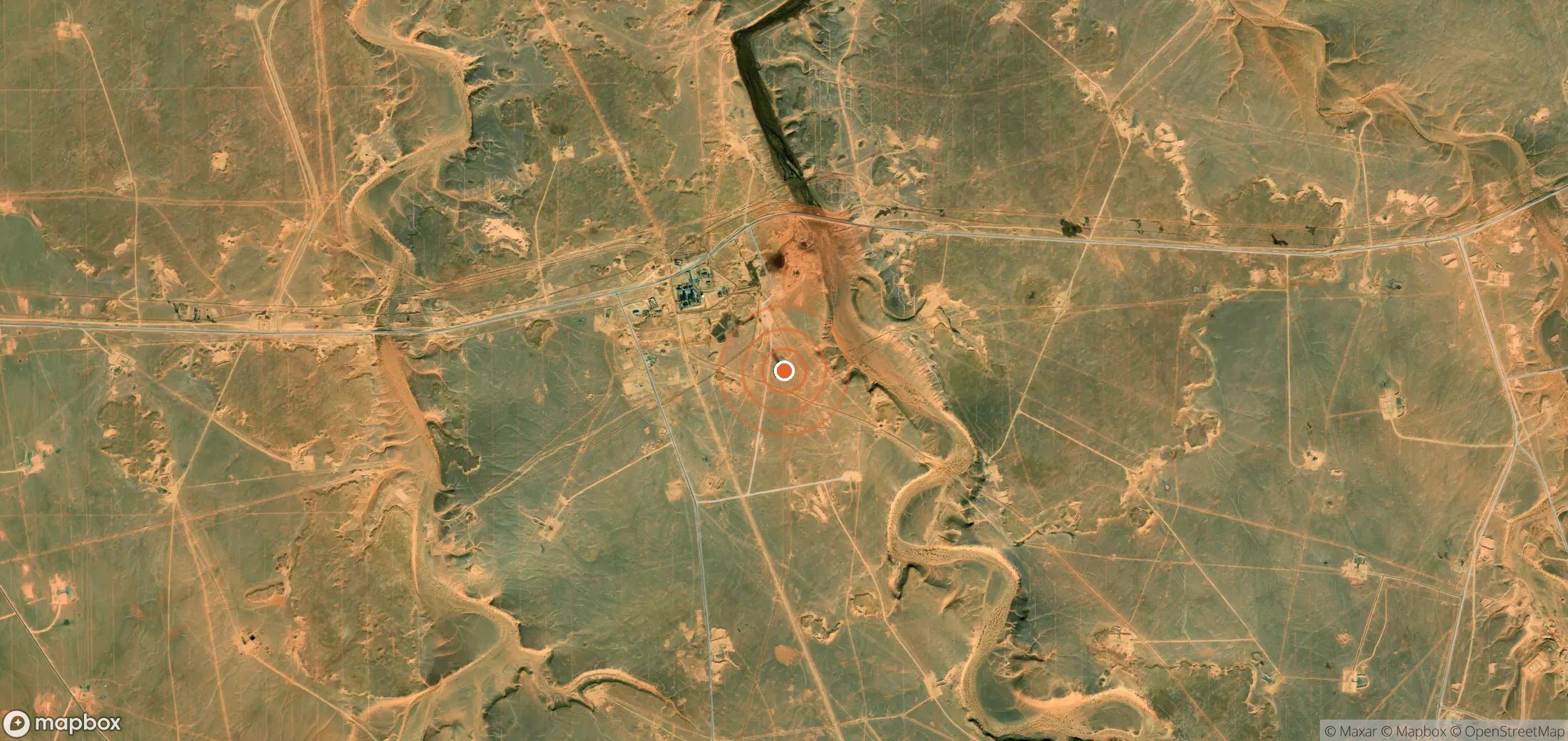 Mapa satelital de plumas de metano en Argelia