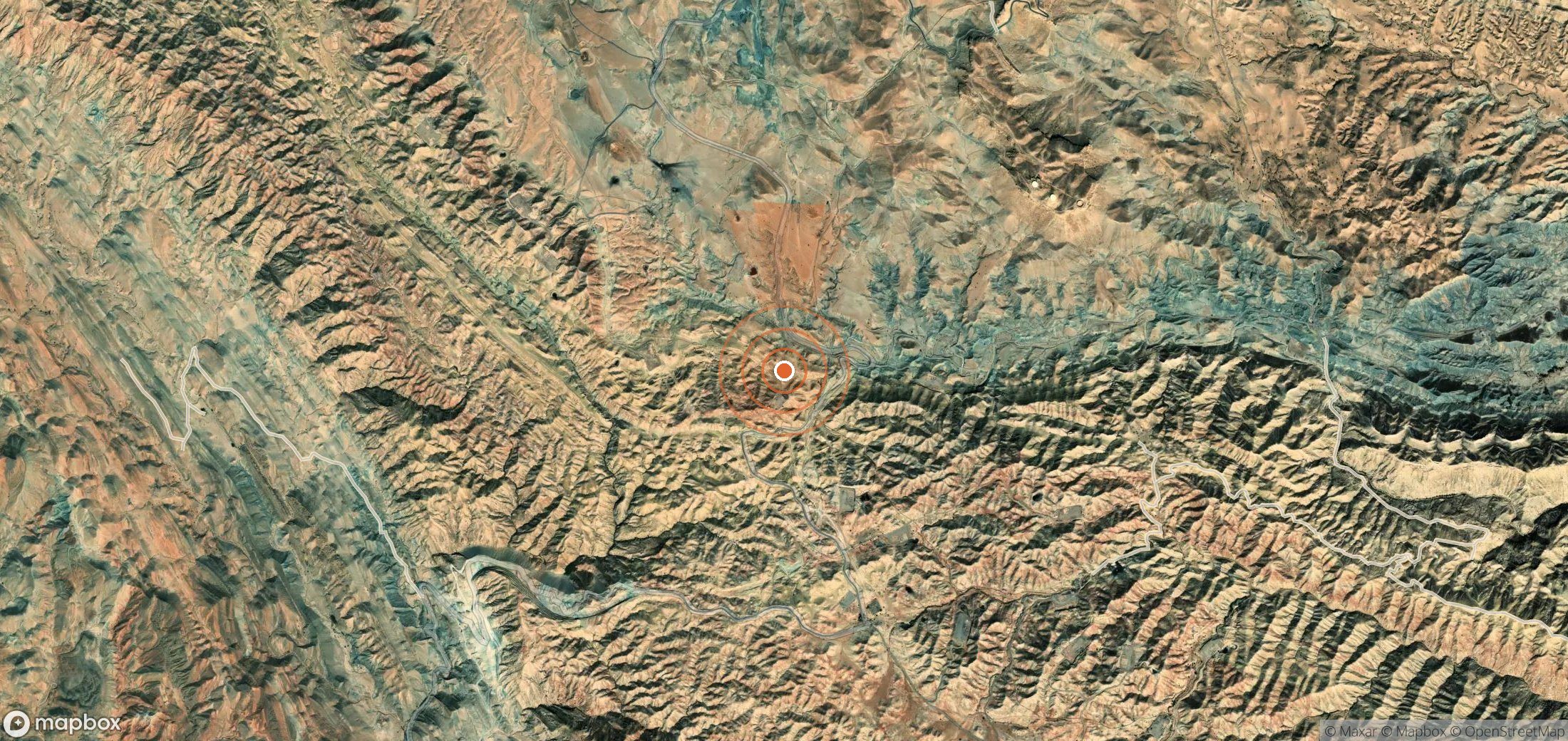 Mapa satelital de plumas de metano en Irán