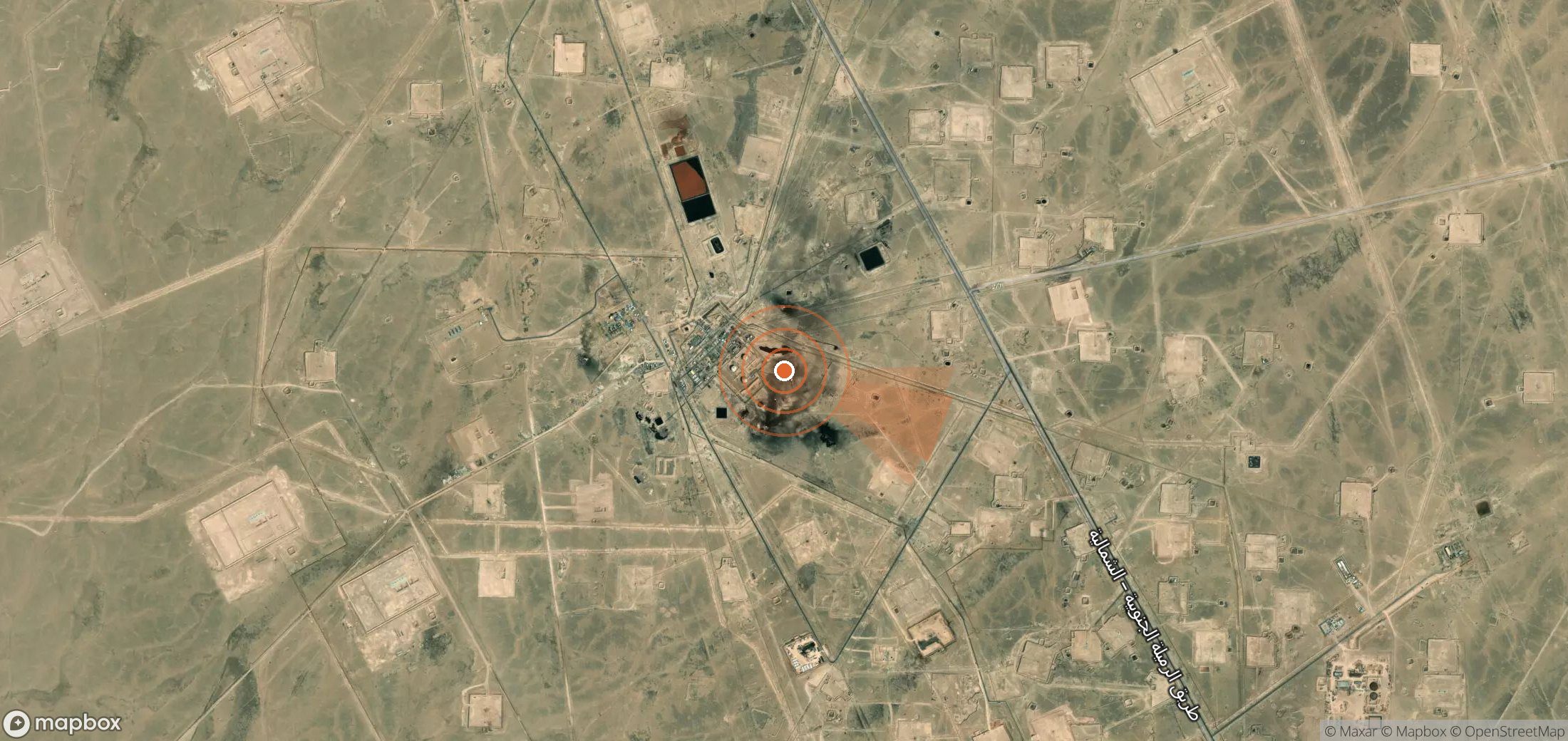 Satellite map of methane plume locations in Iraq