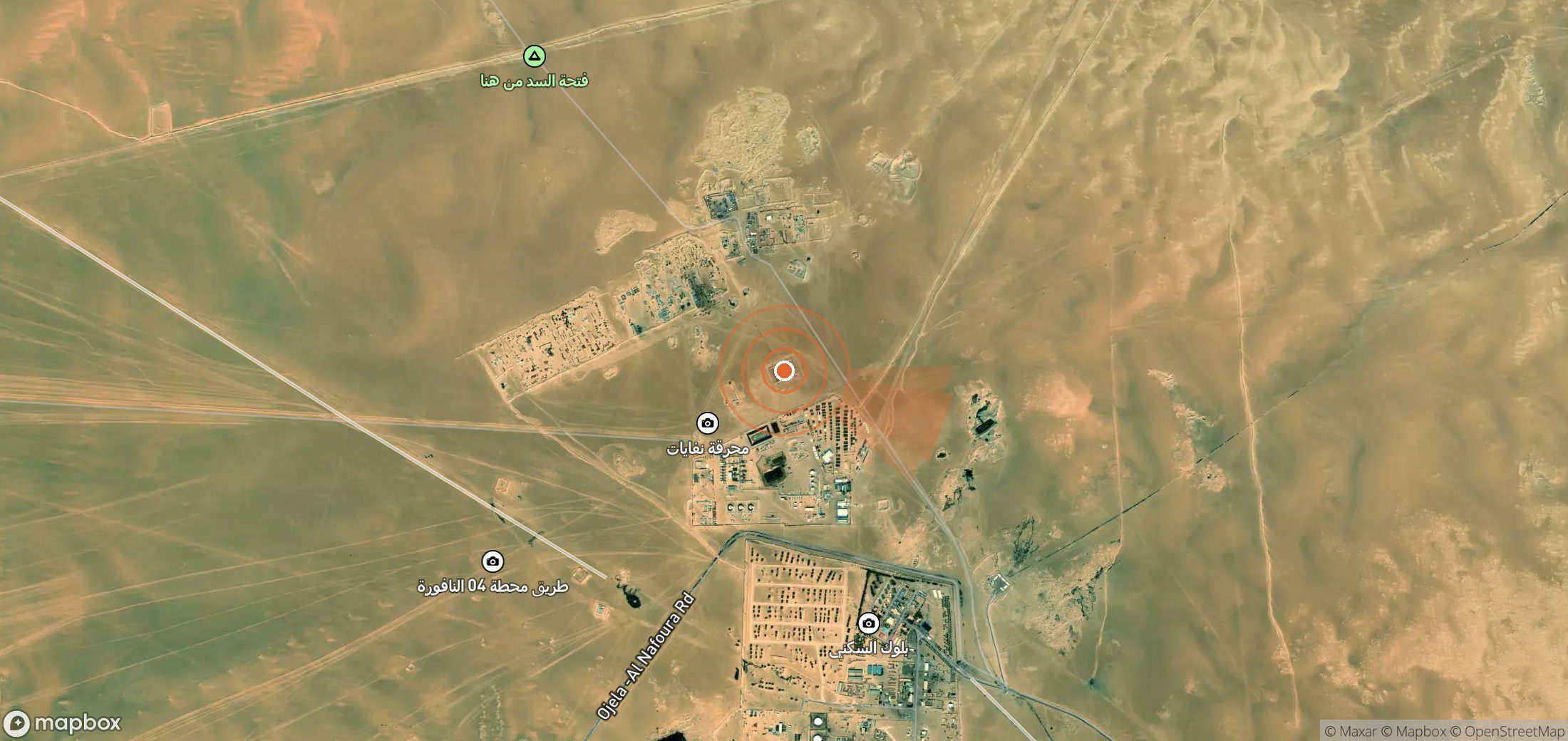 Satellite map of methane plume locations in Libya