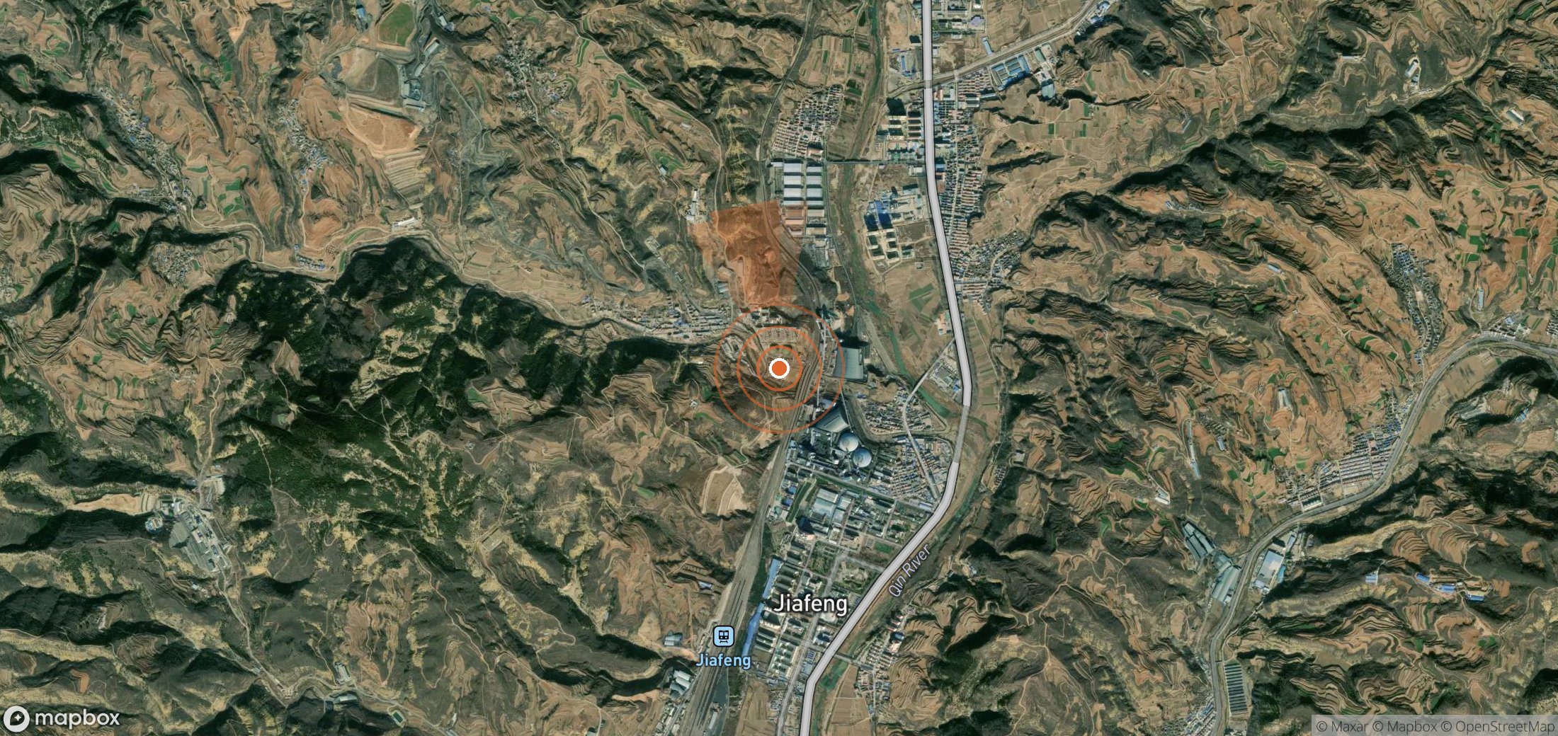 Satellite map of methane plume locations in China